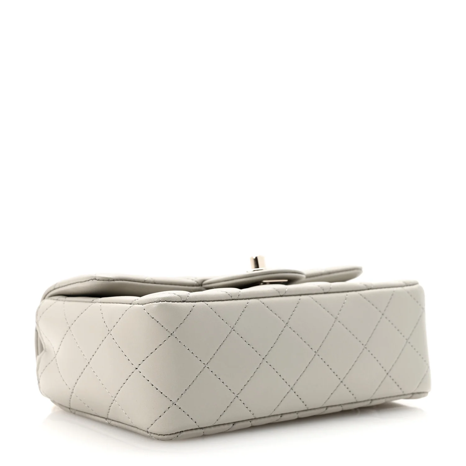 Lambskin Quilted Mini Rectangular Flap Grey - Image 4