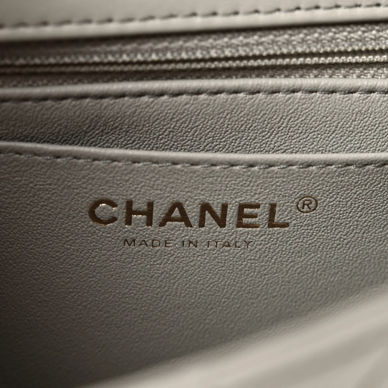Lambskin Quilted Mini Rectangular Flap Grey - Image 6