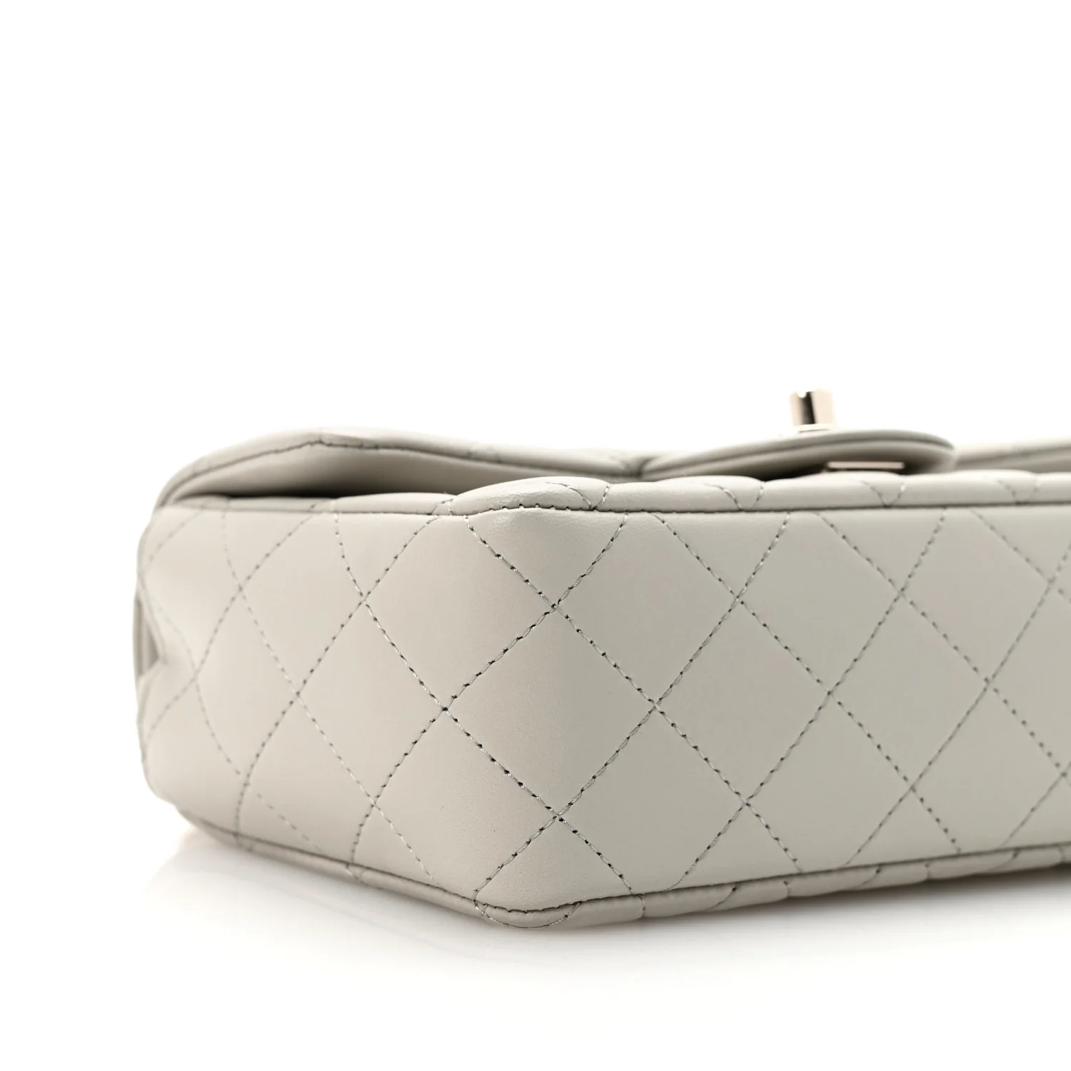 Lambskin Quilted Mini Rectangular Flap Grey - Image 9