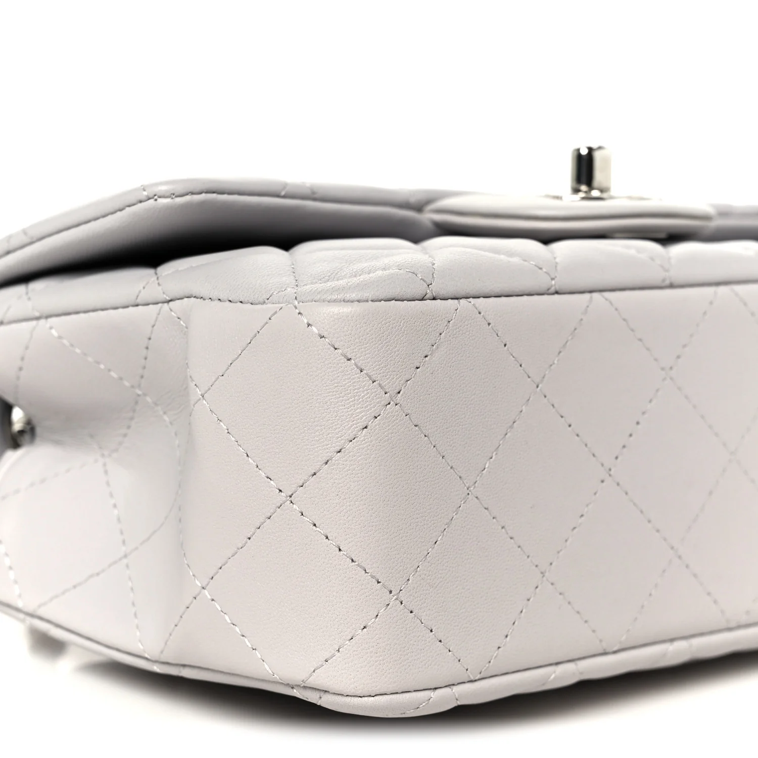 Lambskin Quilted Mini Rectangular Flap Grey - Image 10