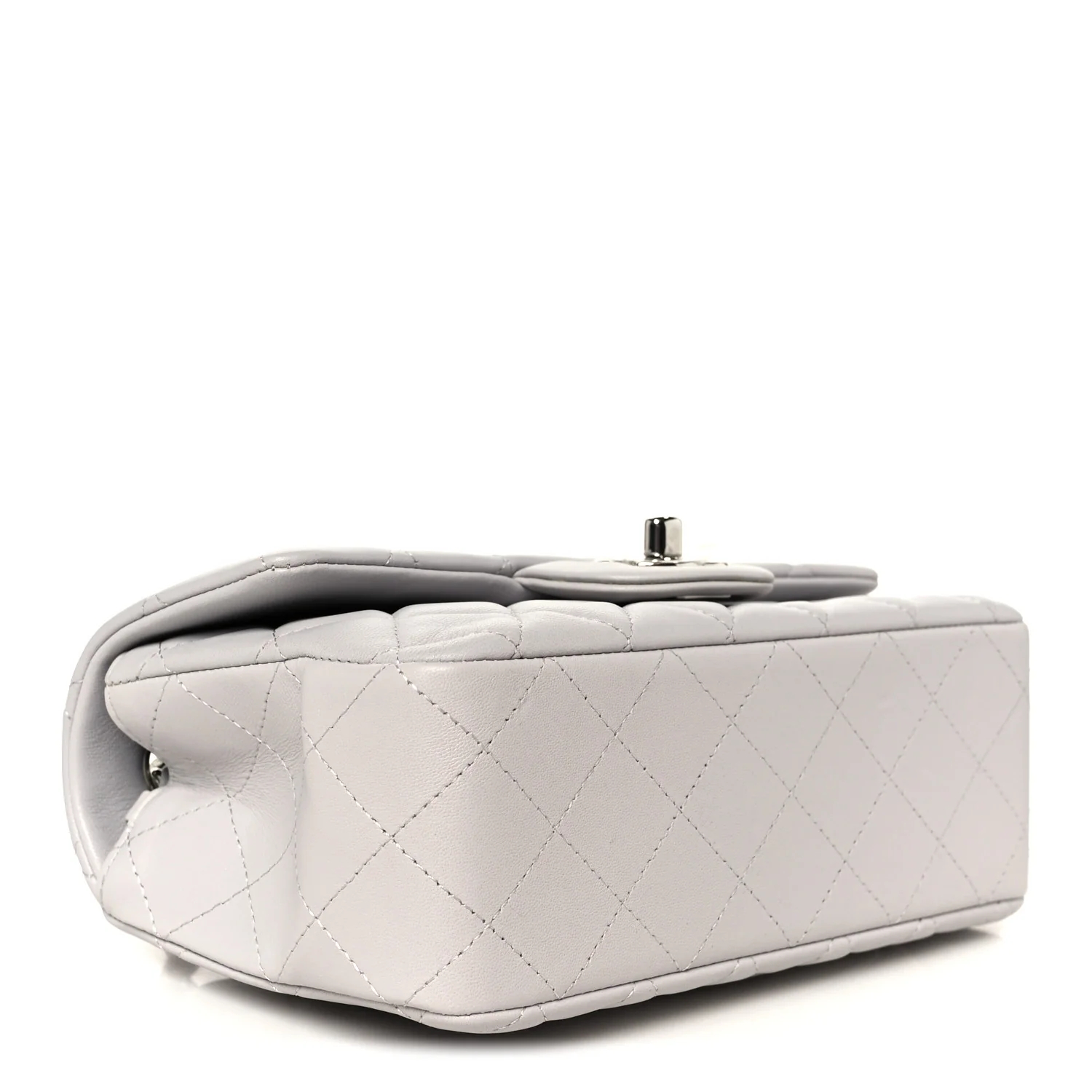 Lambskin Quilted Mini Rectangular Flap Grey - Image 4