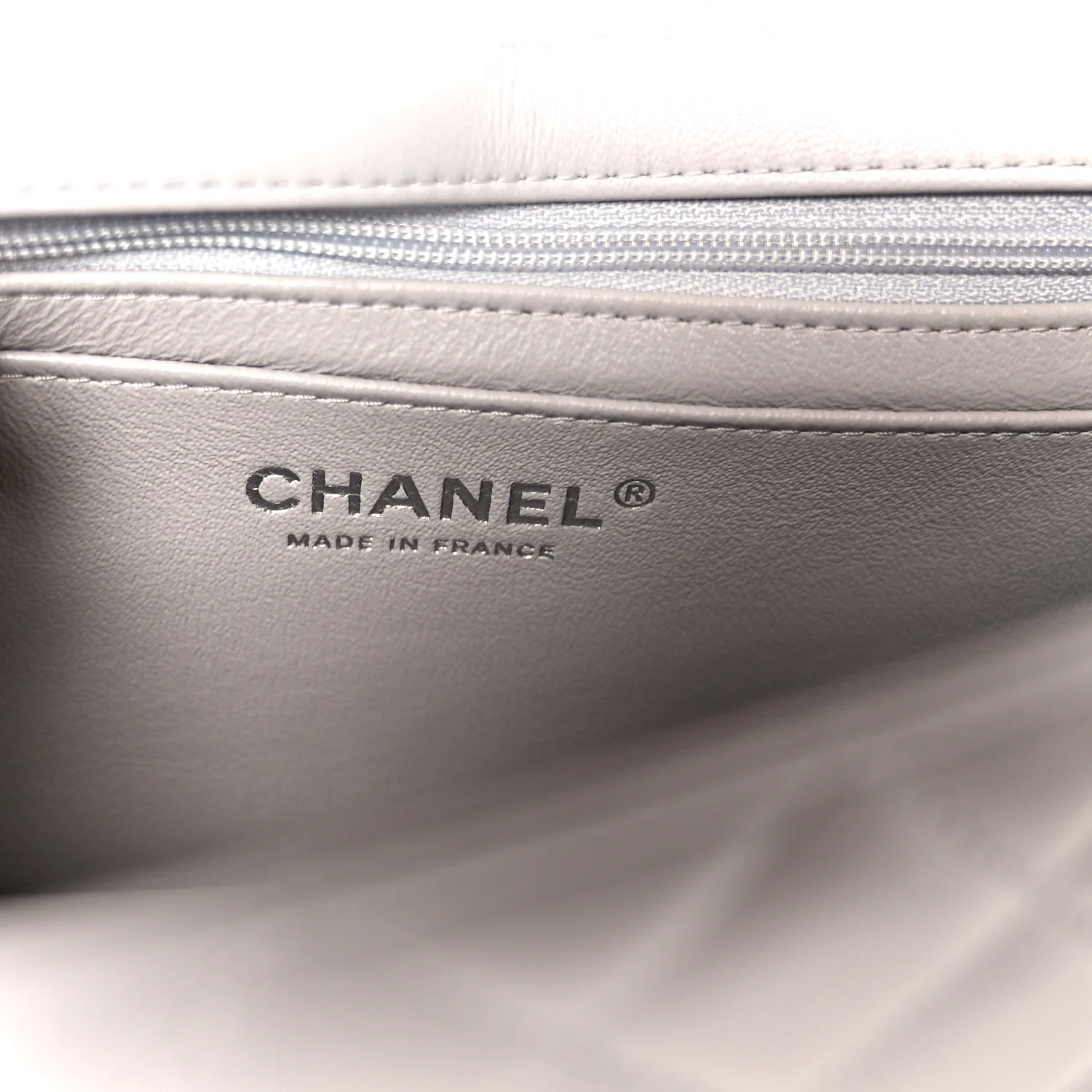 Lambskin Quilted Mini Rectangular Flap Grey - Image 6