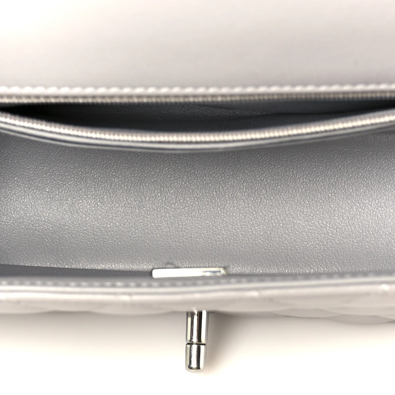 Lambskin Quilted Mini Rectangular Flap Grey - Image 5