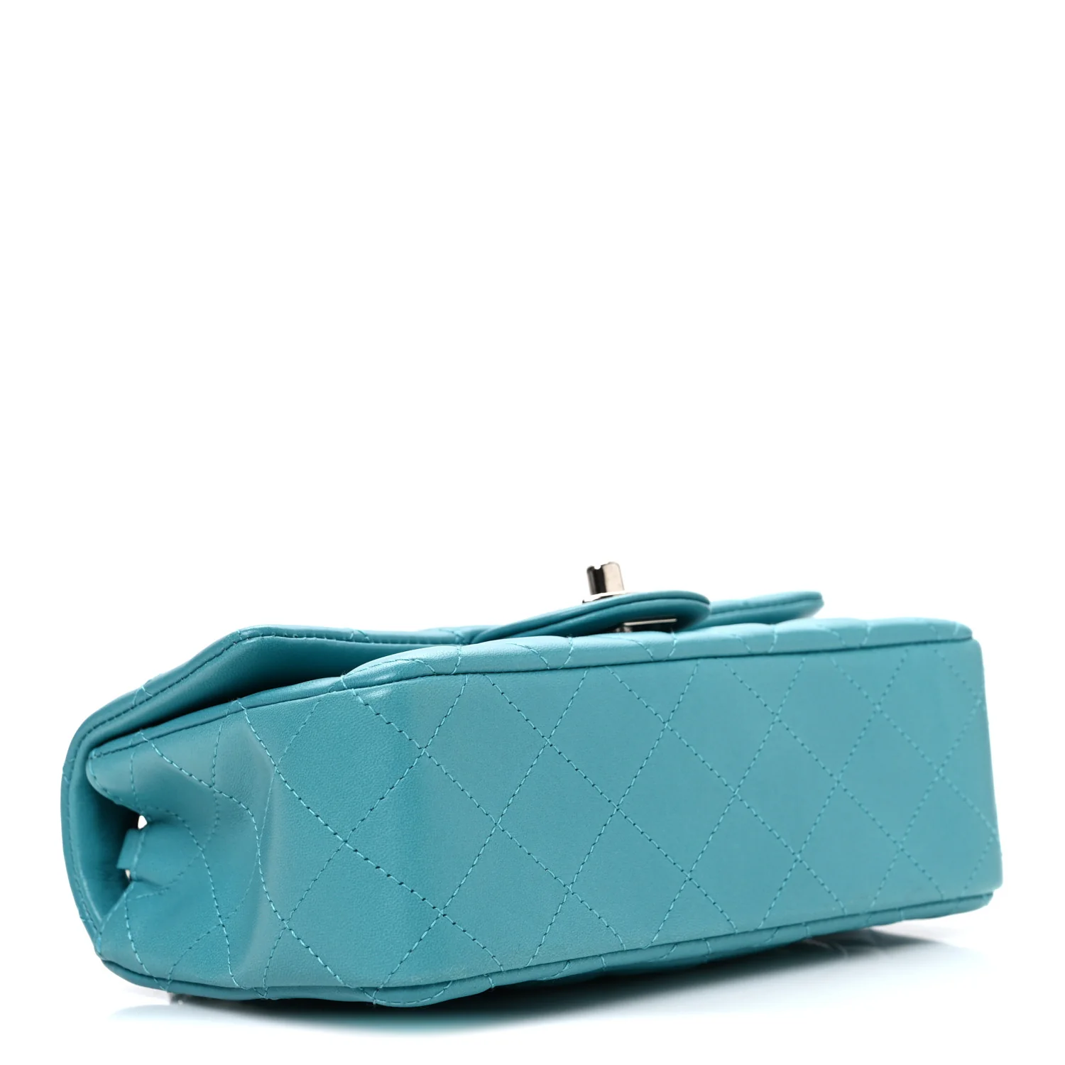 Lambskin Quilted Mini Rectangular Flap Light Blue - Image 4