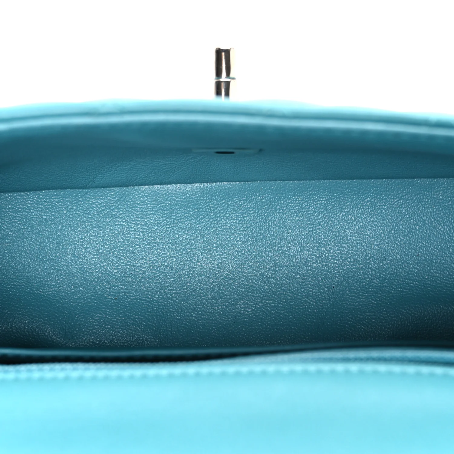 Lambskin Quilted Mini Rectangular Flap Light Blue - Image 5