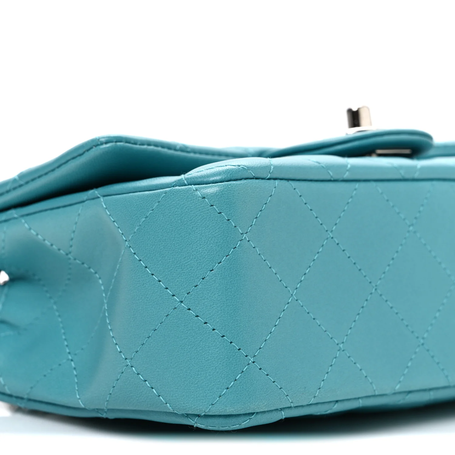 Lambskin Quilted Mini Rectangular Flap Light Blue - Image 9