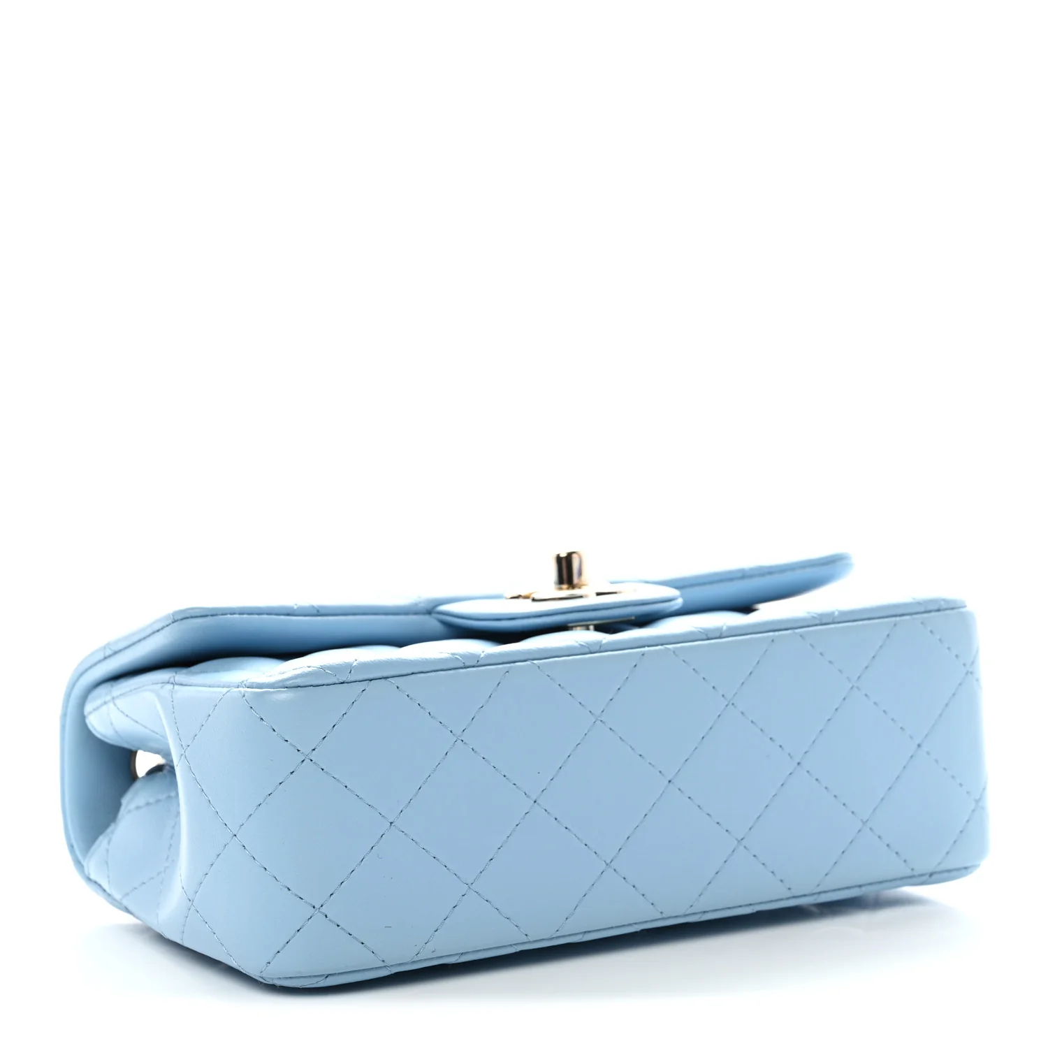 Lambskin Quilted Mini Rectangular Flap Light Blue - Image 4