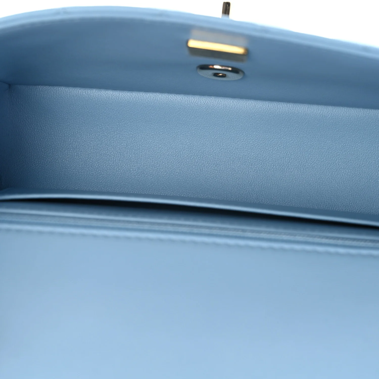 Lambskin Quilted Mini Rectangular Flap Light Blue - Image 5