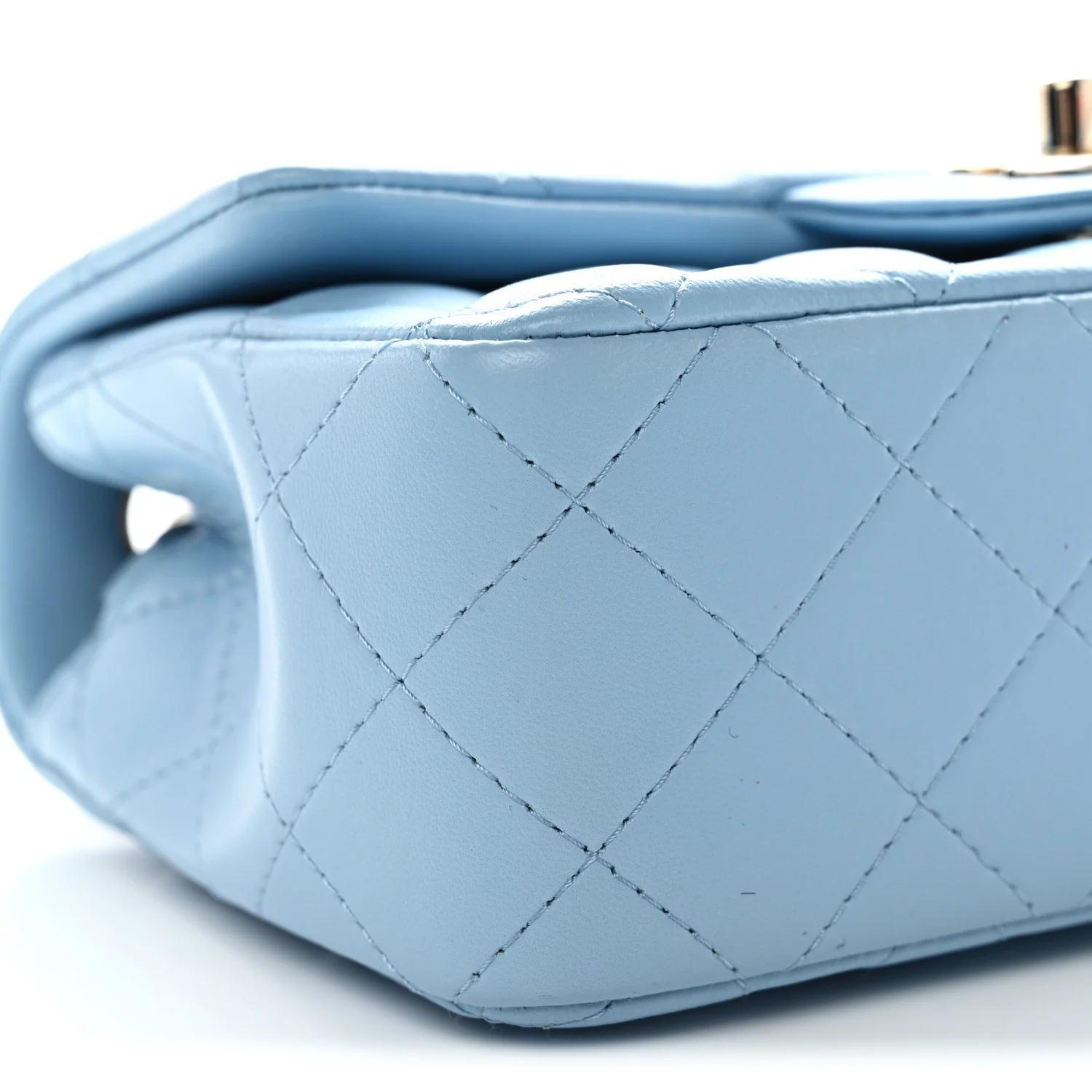 Lambskin Quilted Mini Rectangular Flap Light Blue - Image 9