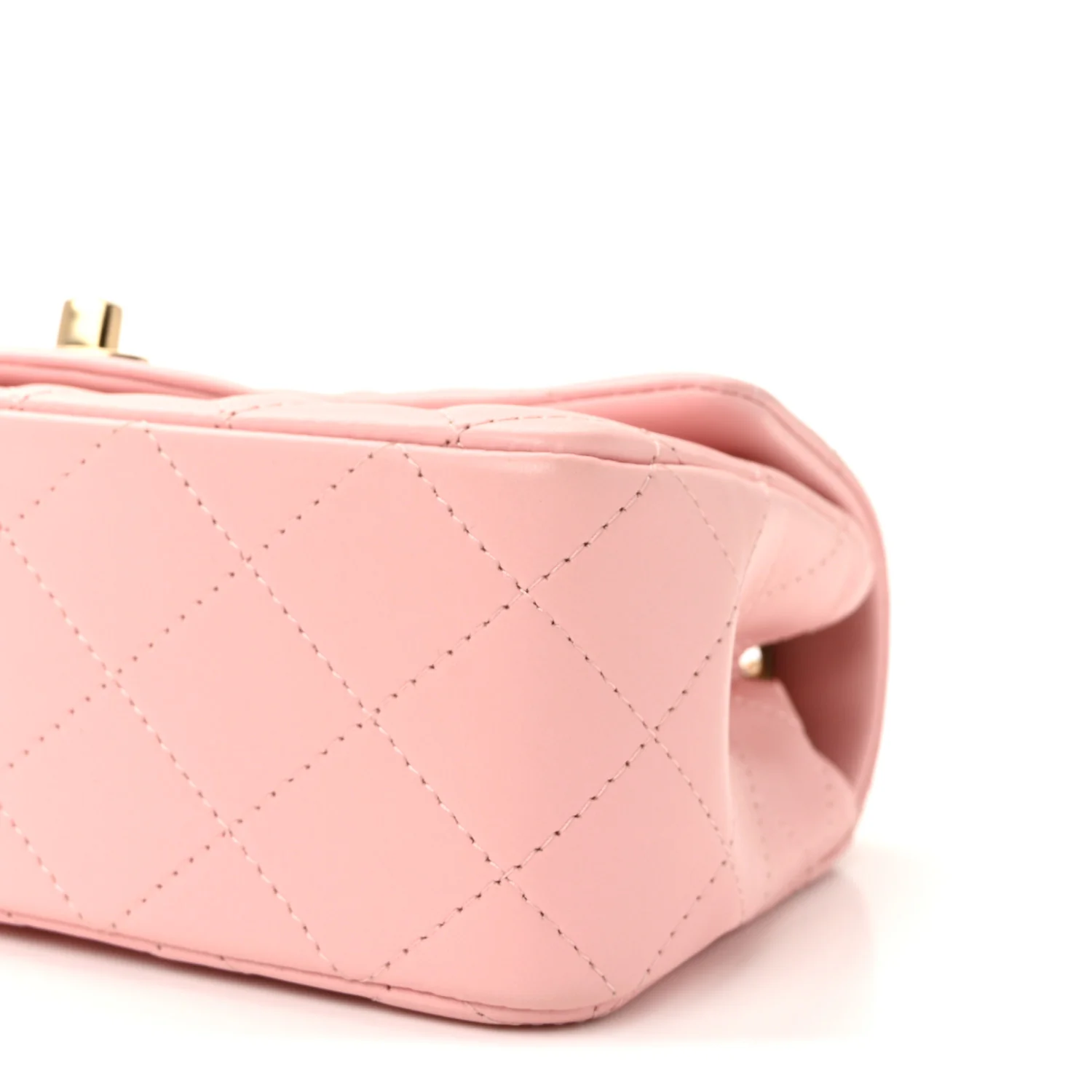 Lambskin Quilted Mini Rectangular Flap Light Pink - Image 10