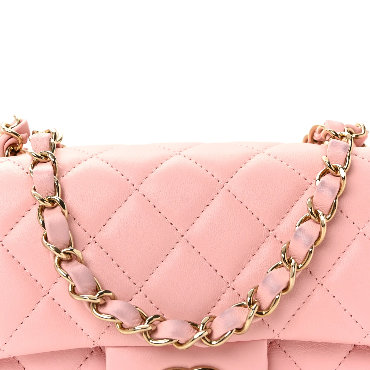 Lambskin Quilted Mini Rectangular Flap Light Pink - Image 8