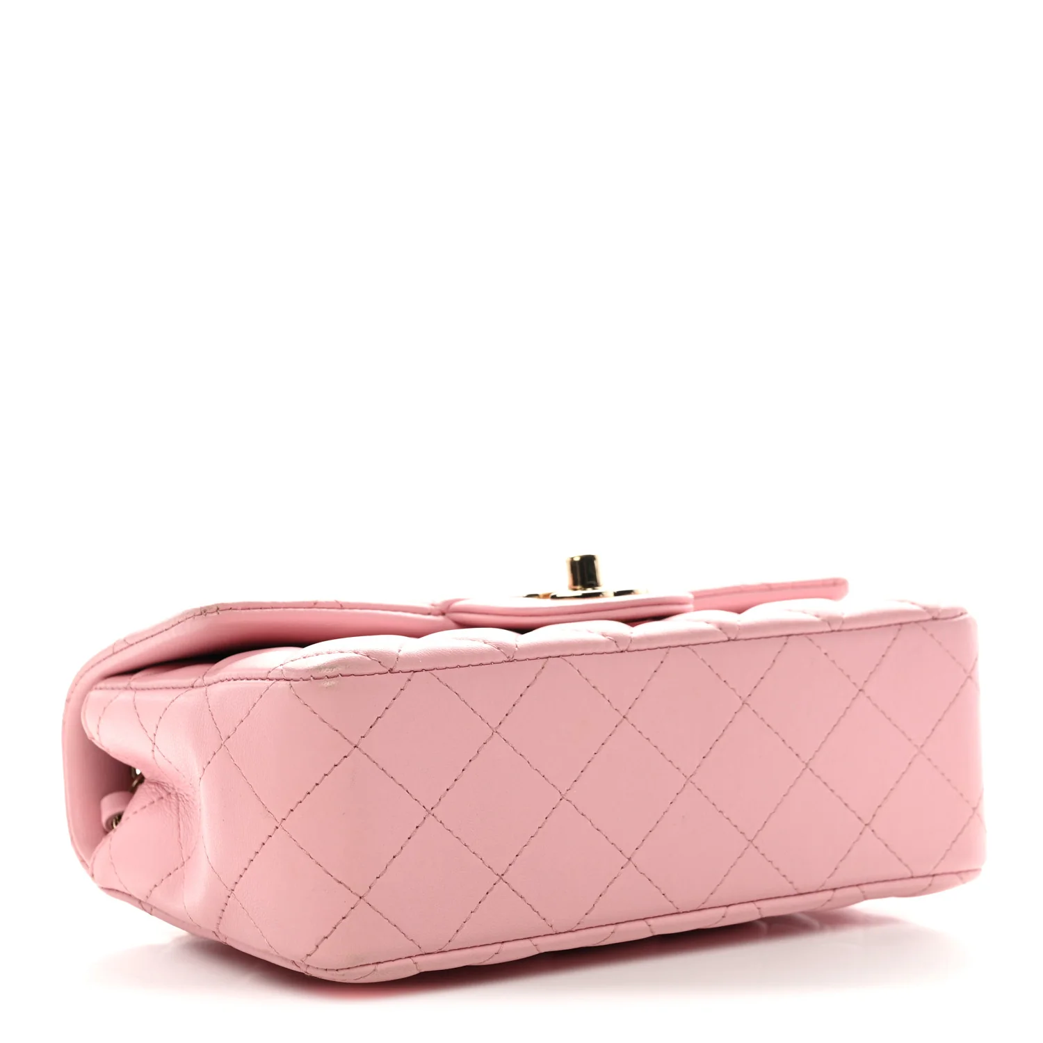 Lambskin Quilted Mini Rectangular Flap Light Pink - Image 4