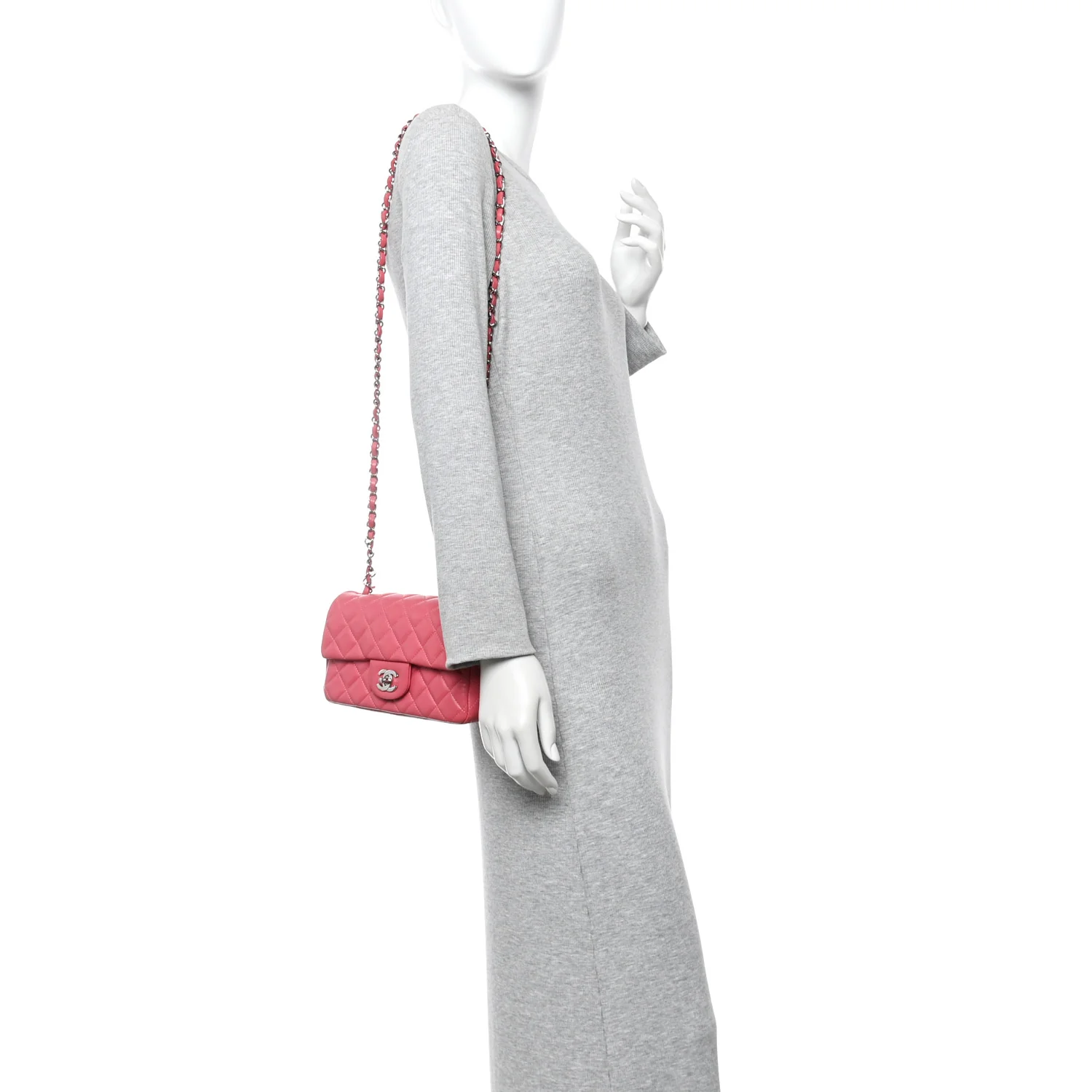 Lambskin Quilted Mini Rectangular Flap Pink - Image 2