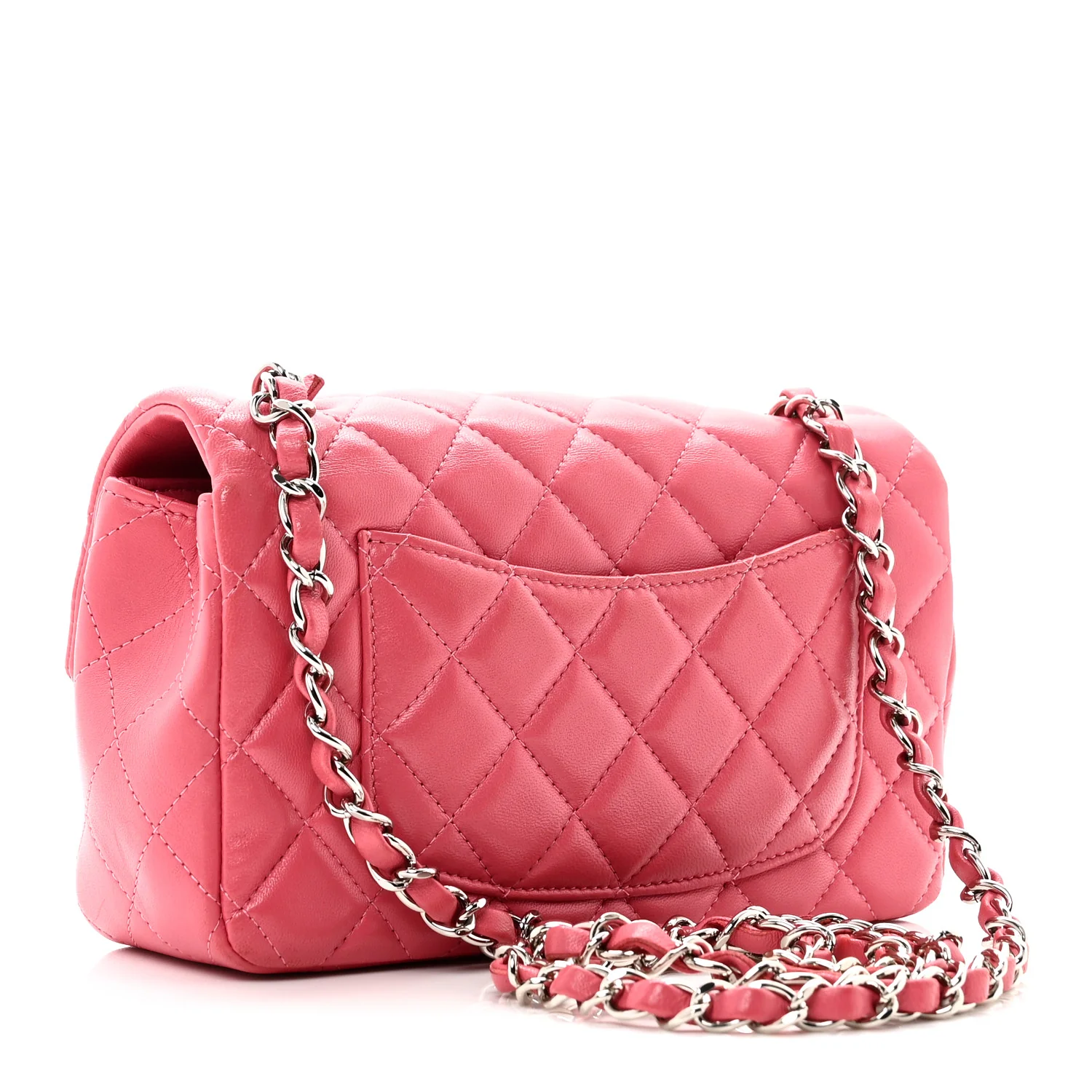 Lambskin Quilted Mini Rectangular Flap Pink - Image 3