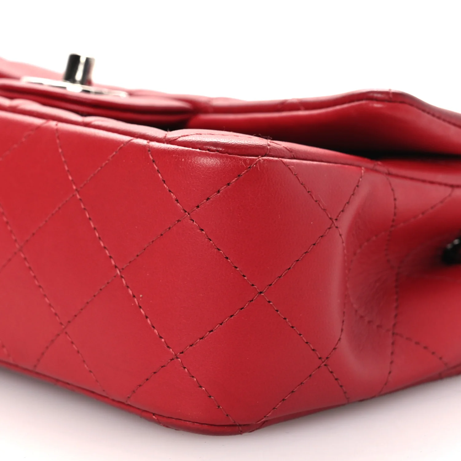 Lambskin Quilted Mini Rectangular Flap Red - Image 10