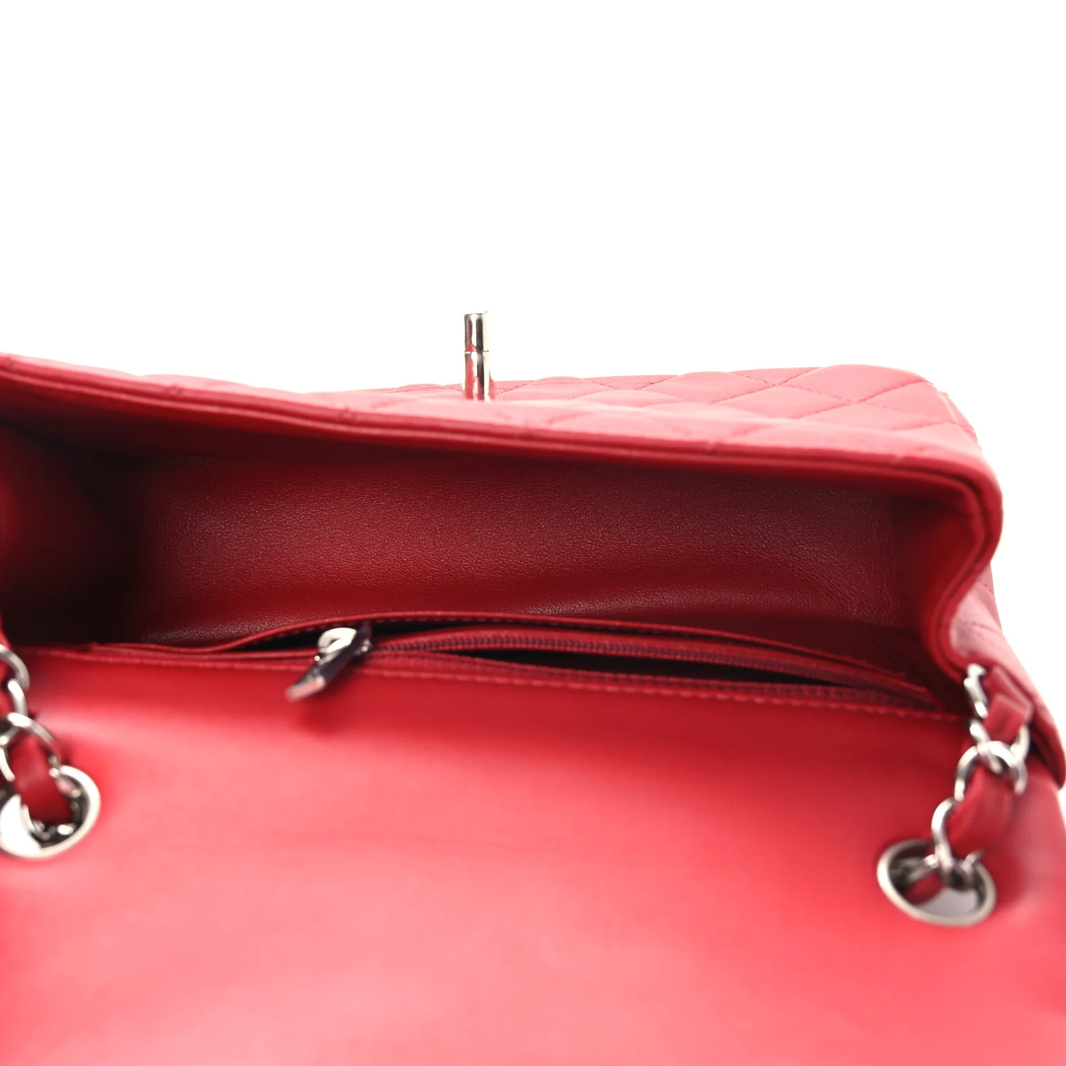 Lambskin Quilted Mini Rectangular Flap Red - Image 5