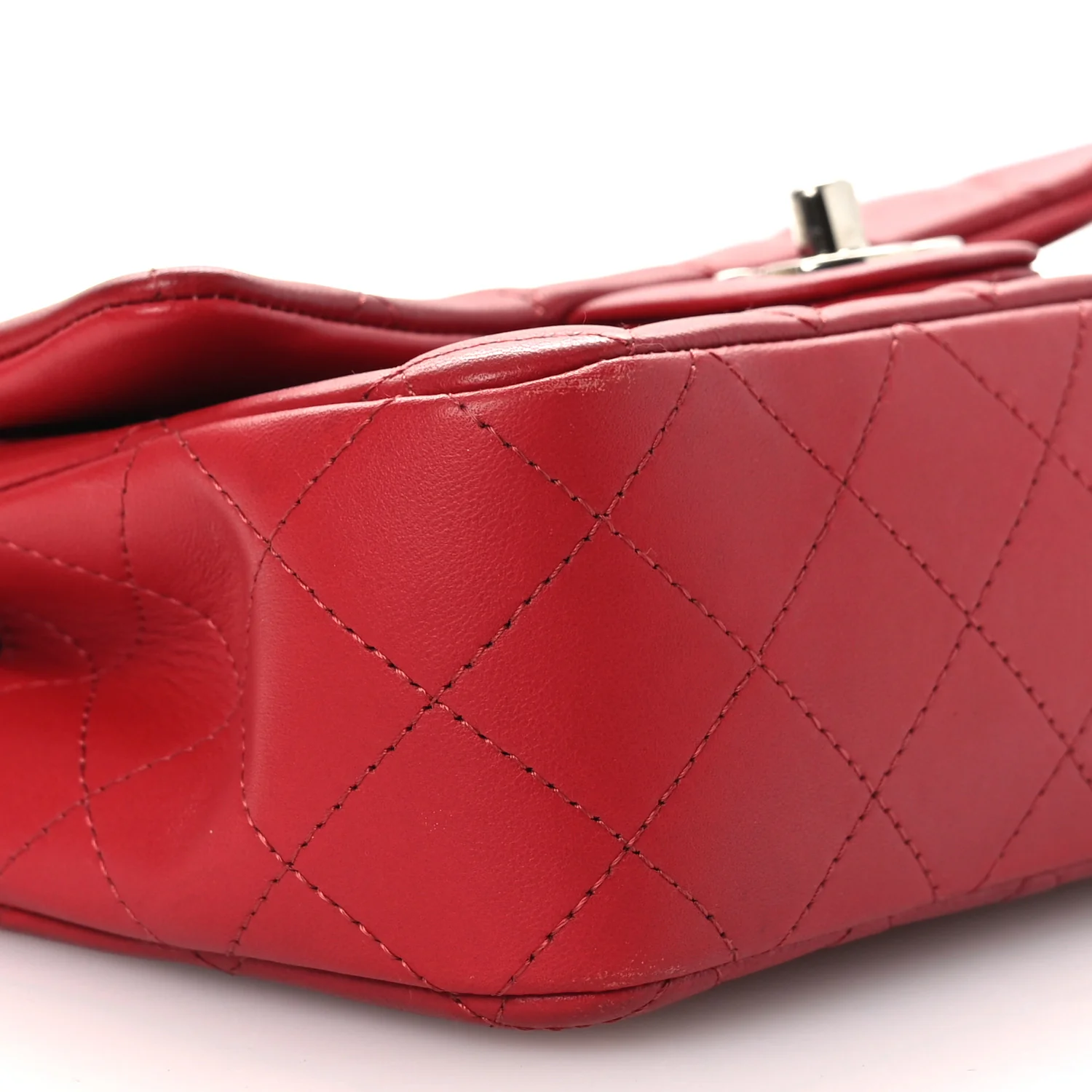 Lambskin Quilted Mini Rectangular Flap Red - Image 9