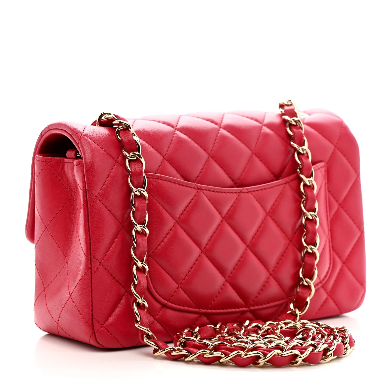 Lambskin Quilted Mini Rectangular Flap Red - Image 3