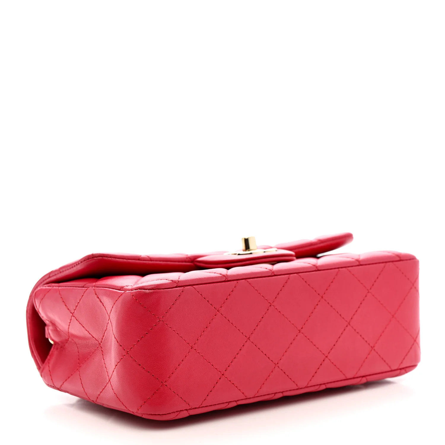 Lambskin Quilted Mini Rectangular Flap Red - Image 4