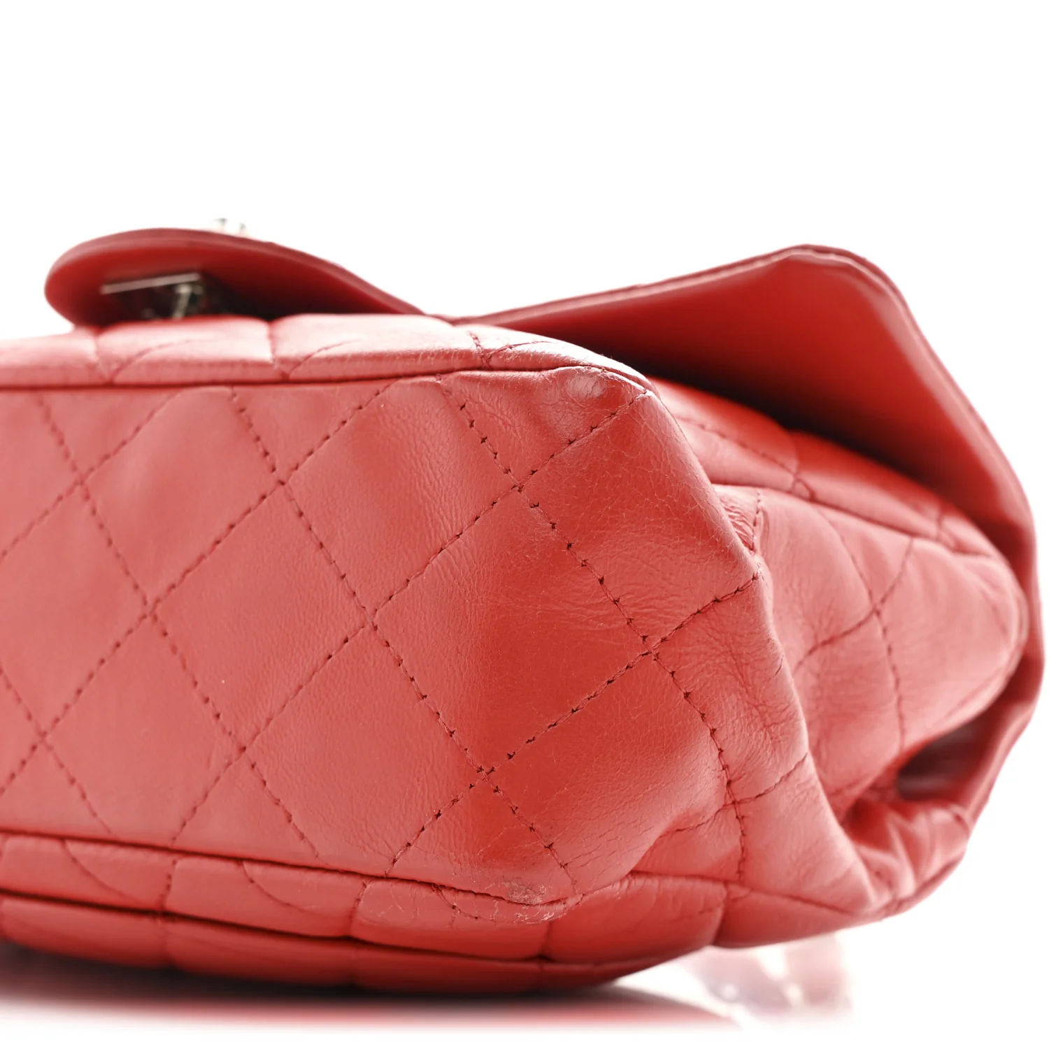 Lambskin Quilted Mini Rectangular Flap Red - Image 10
