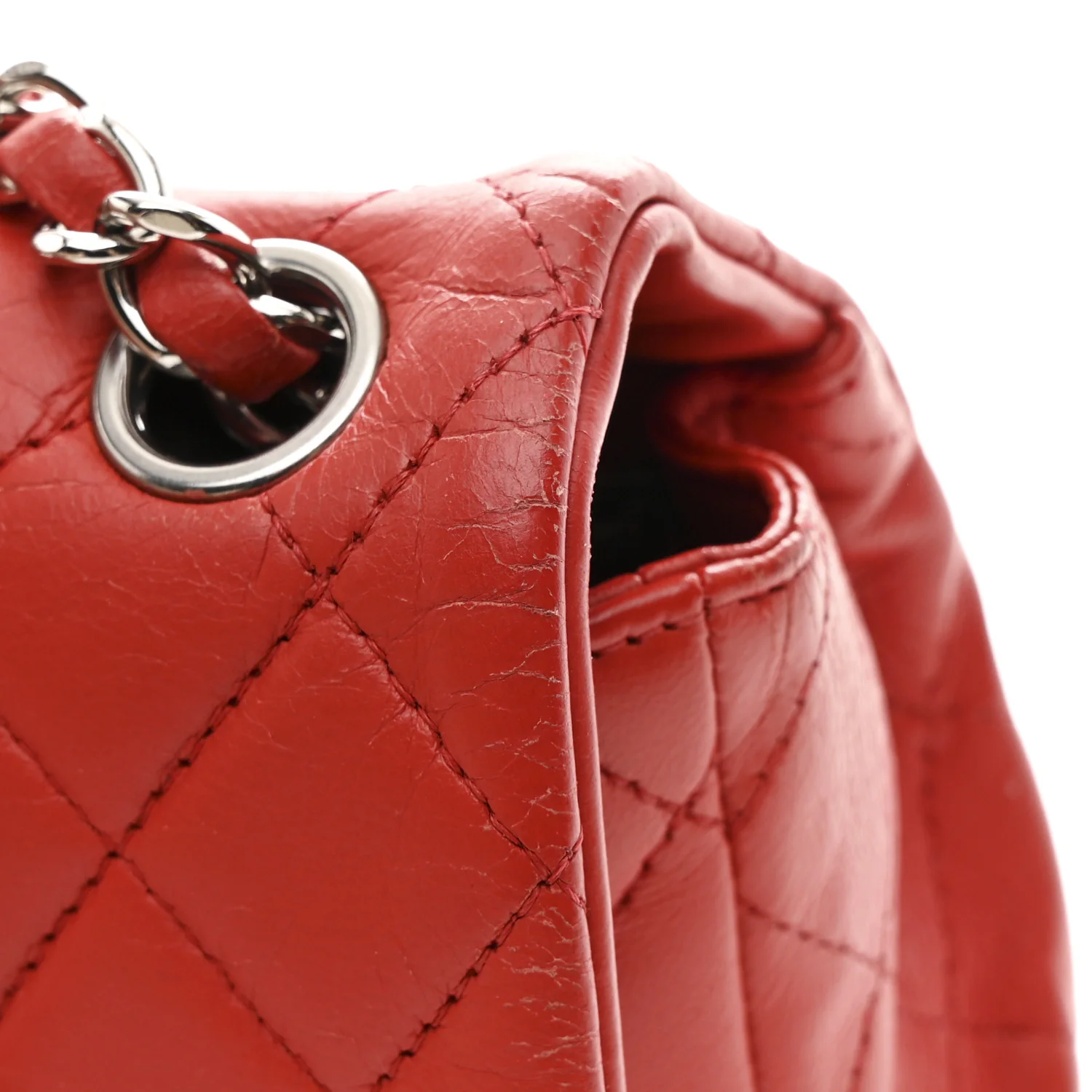 Lambskin Quilted Mini Rectangular Flap Red - Image 12