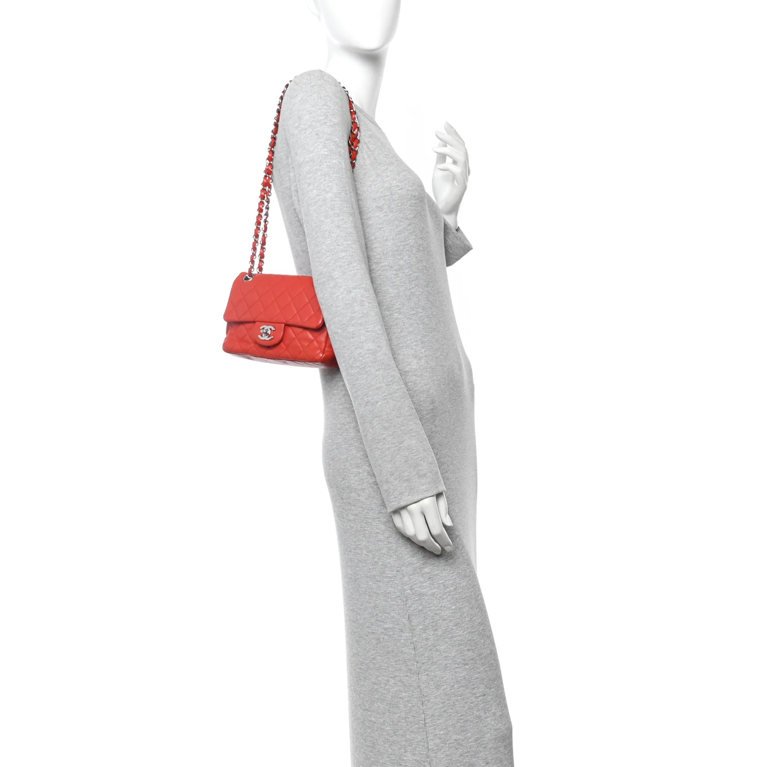 Lambskin Quilted Mini Rectangular Flap Red - Image 2