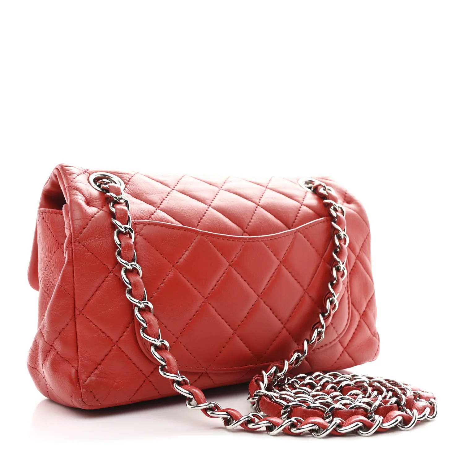 Lambskin Quilted Mini Rectangular Flap Red - Image 3