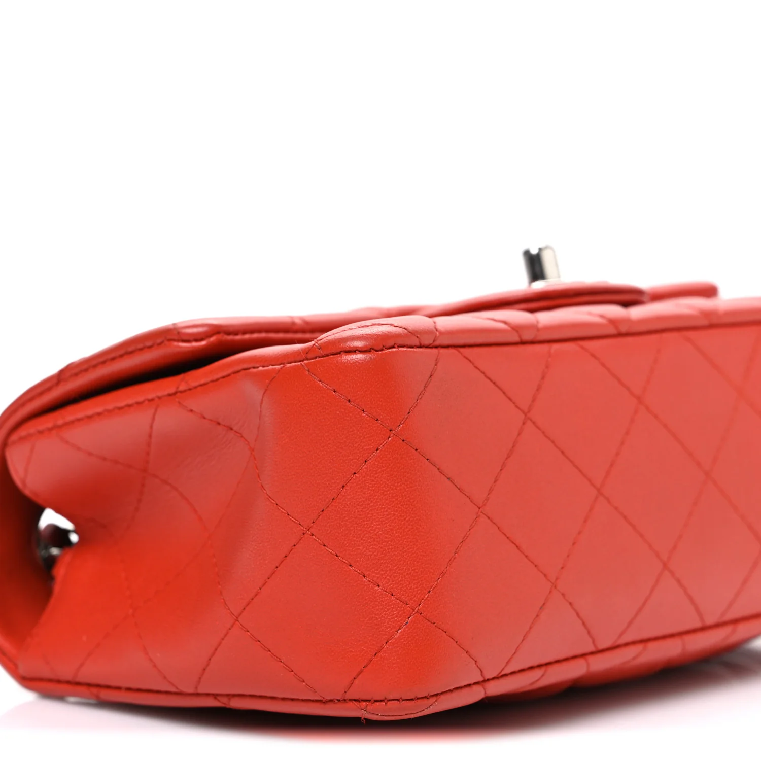 Lambskin Quilted Mini Rectangular Flap Red - Image 9