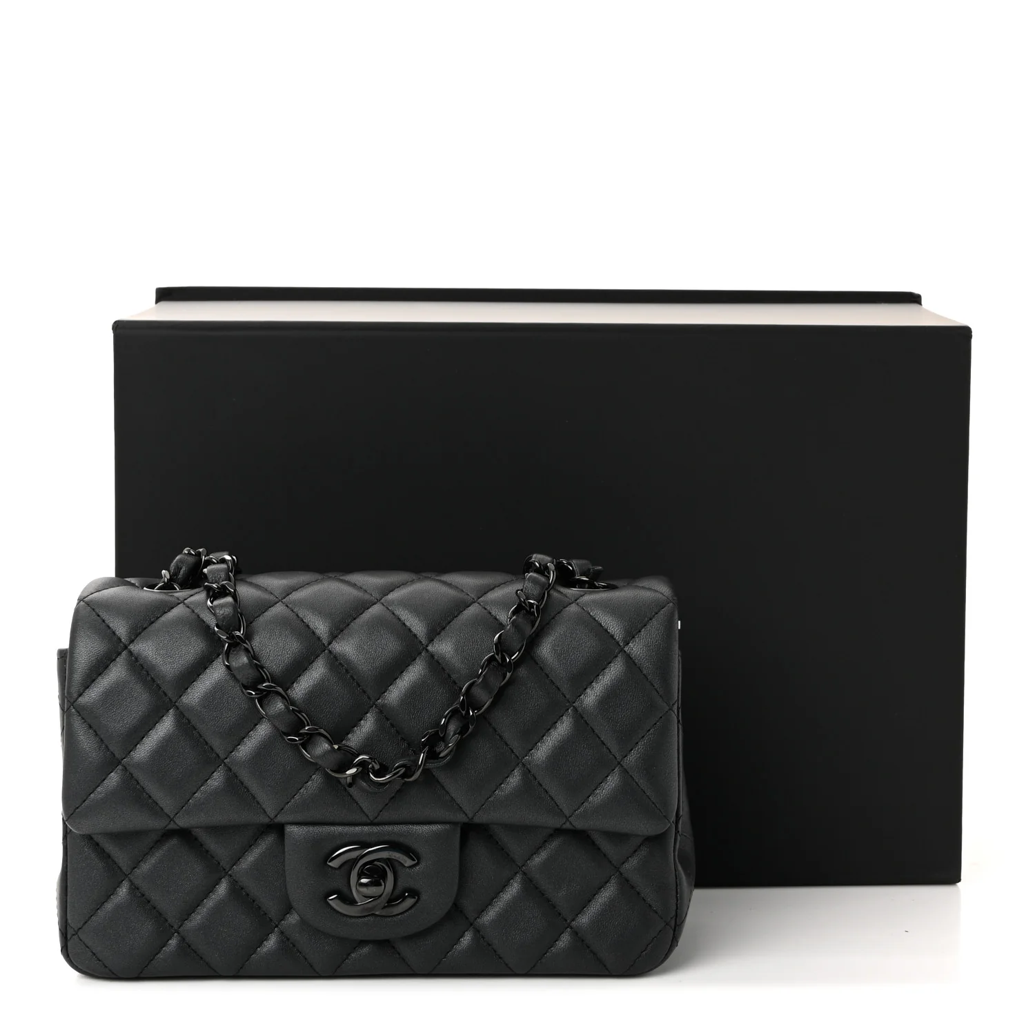 Lambskin Quilted Mini Rectangular Flap So Black - Image 11