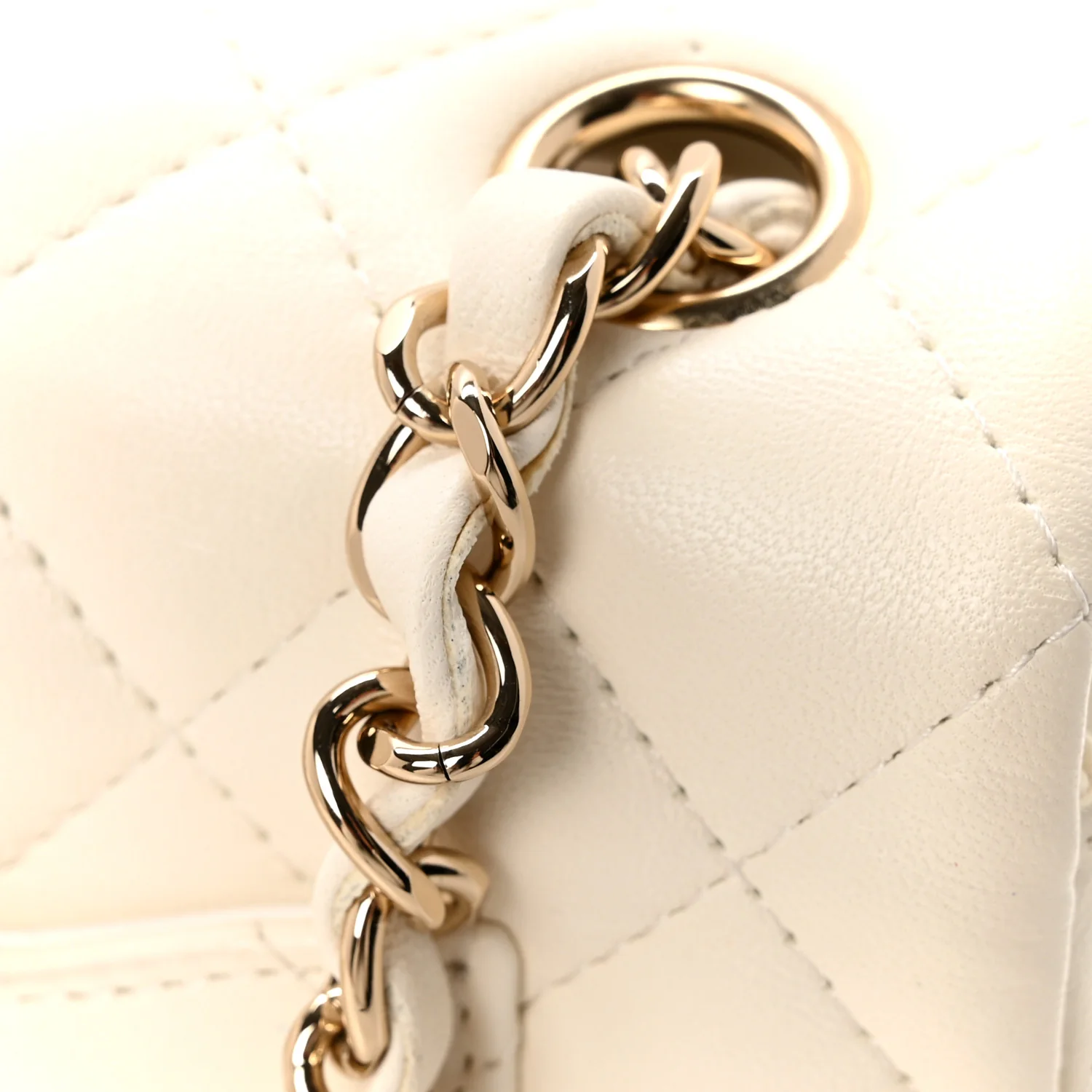 Lambskin Quilted Mini Rectangular Flap White - Image 11