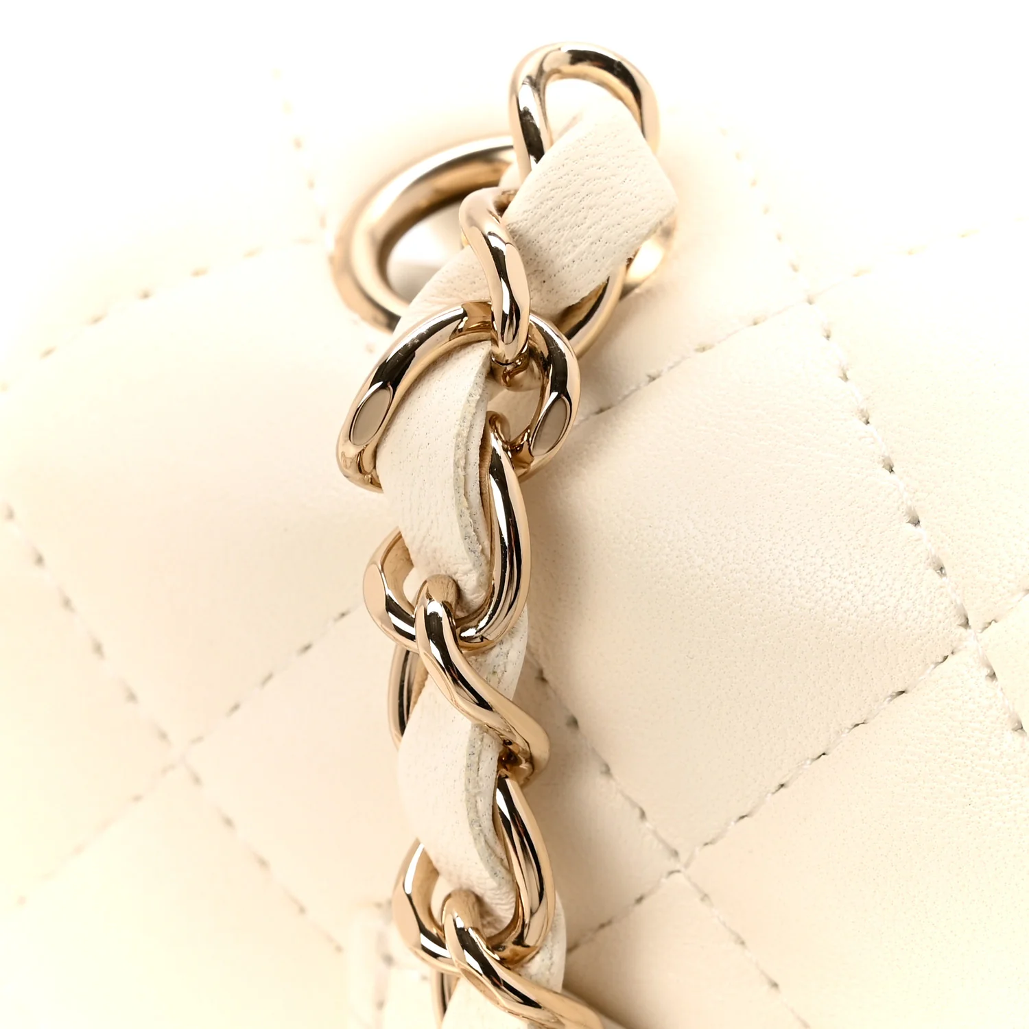 Lambskin Quilted Mini Rectangular Flap White - Image 12