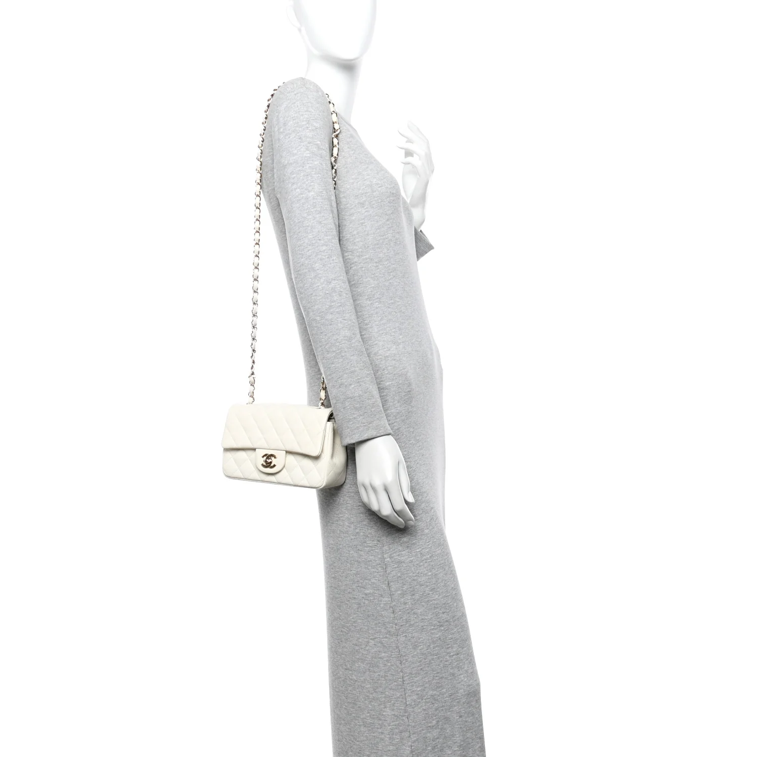 Lambskin Quilted Mini Rectangular Flap White - Image 2