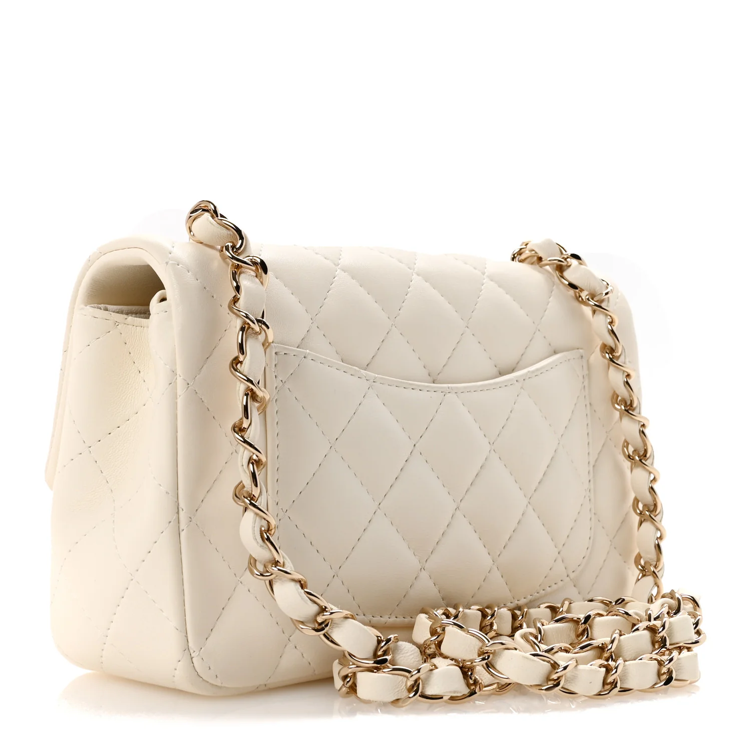 Lambskin Quilted Mini Rectangular Flap White - Image 3