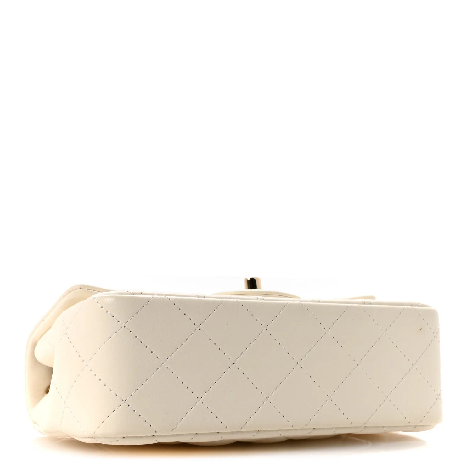 Lambskin Quilted Mini Rectangular Flap White - Image 4