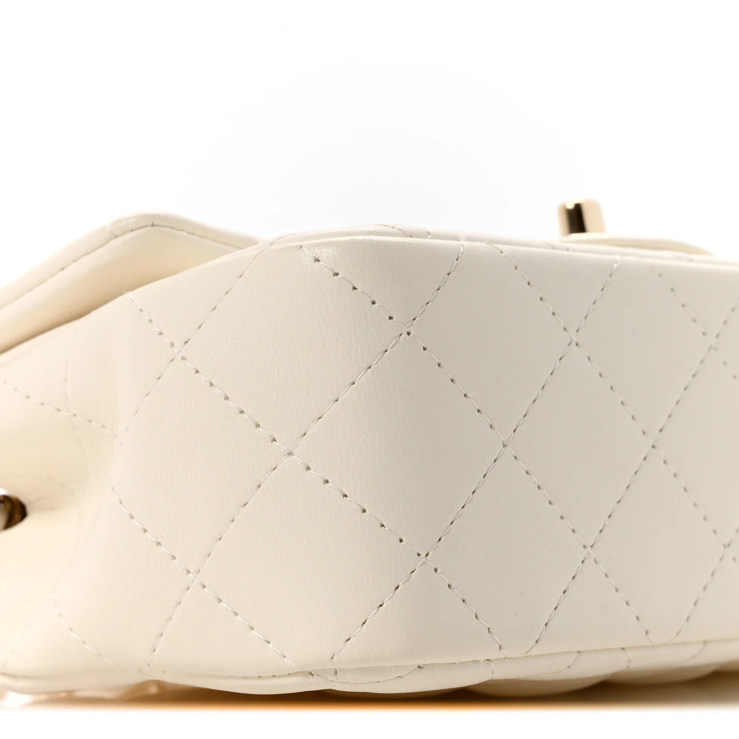 Lambskin Quilted Mini Rectangular Flap White - Image 9