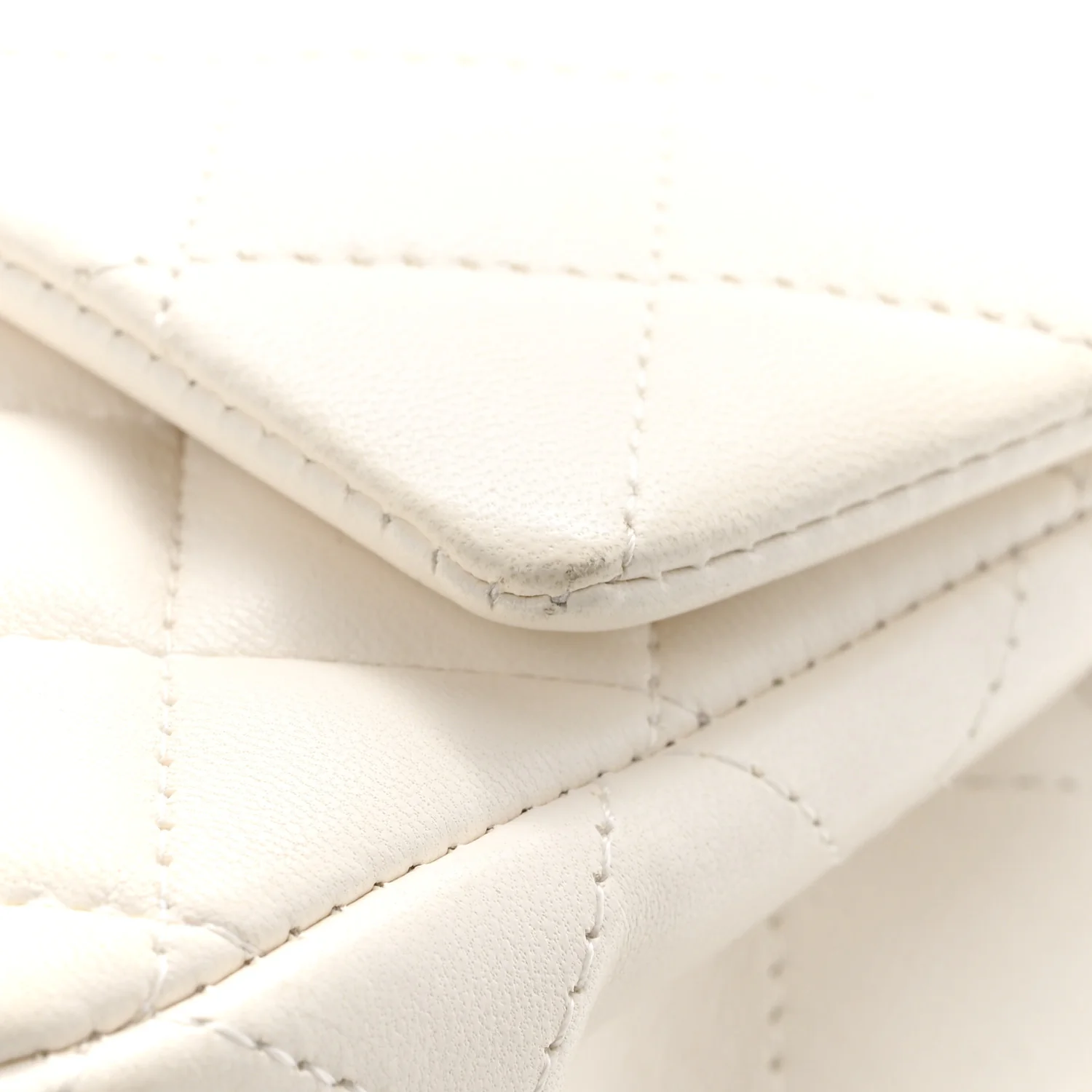 Lambskin Quilted Mini Rectangular Flap White - Image 12