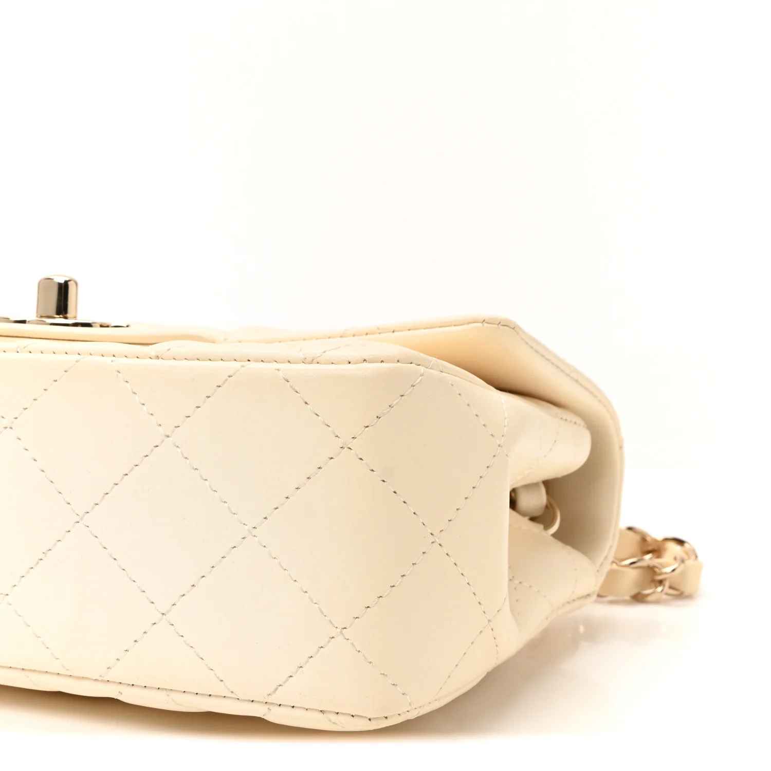 Lambskin Quilted Mini Rectangular Flap White - Image 10