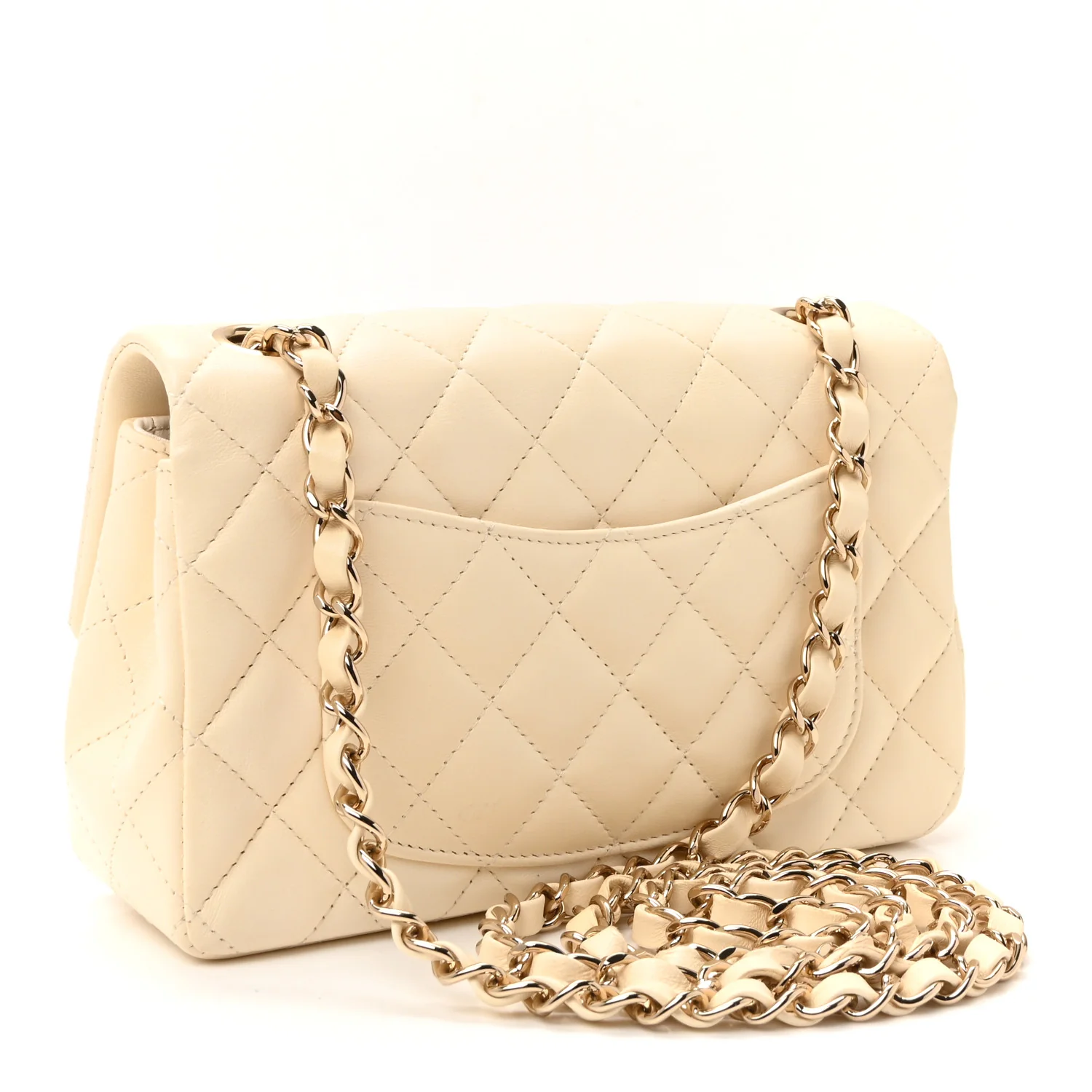Lambskin Quilted Mini Rectangular Flap White - Image 3