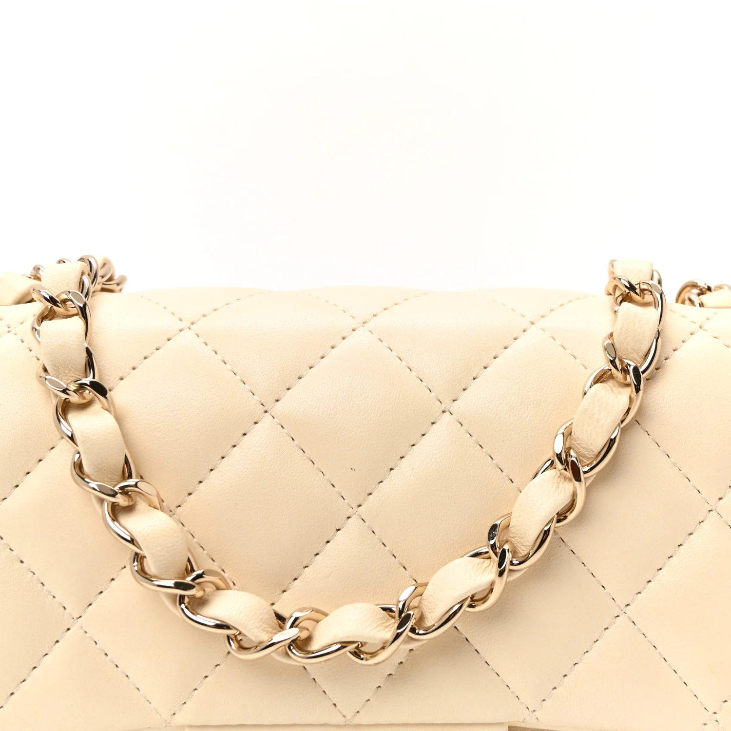 Lambskin Quilted Mini Rectangular Flap White - Image 8