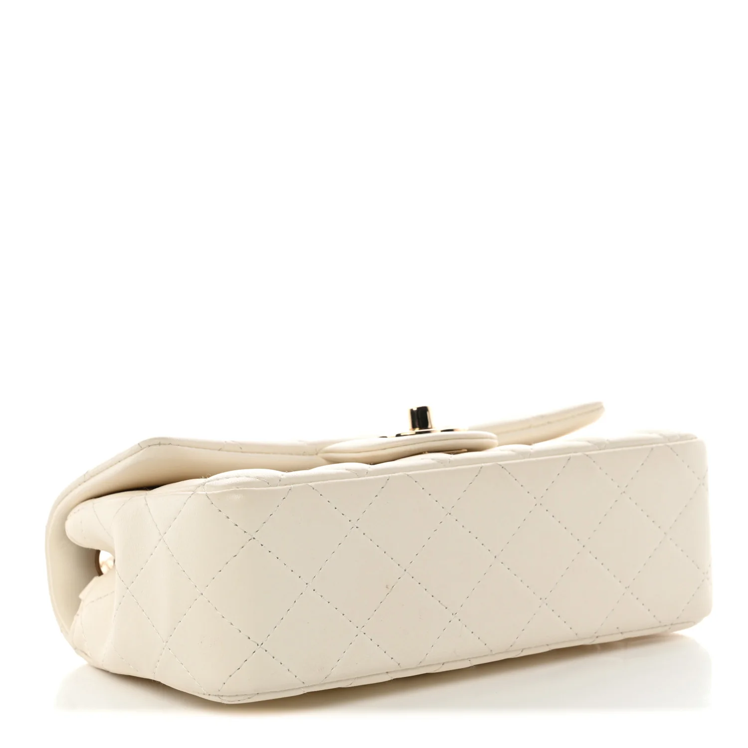 Lambskin Quilted Mini Rectangular Flap White - Image 4