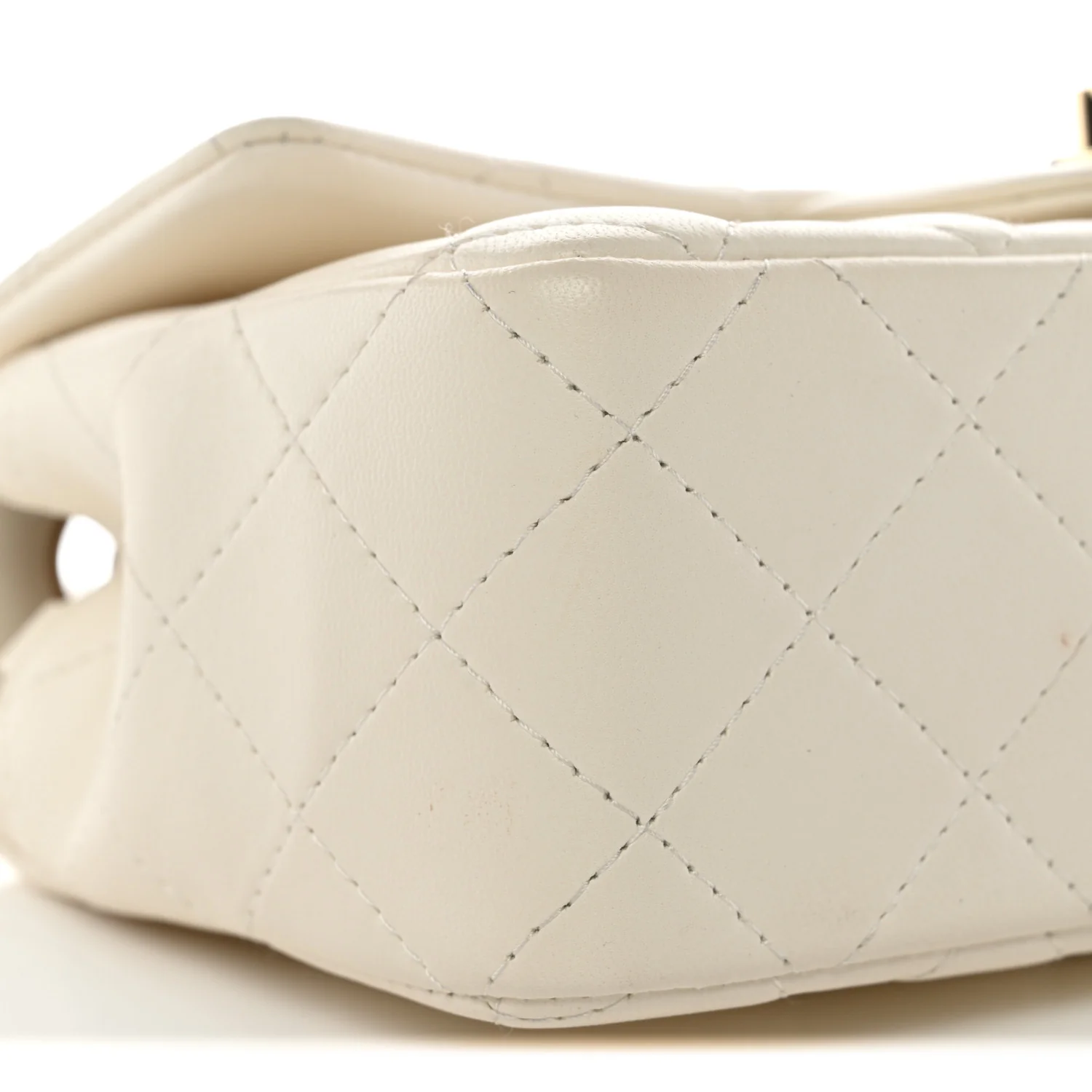 Lambskin Quilted Mini Rectangular Flap White - Image 9