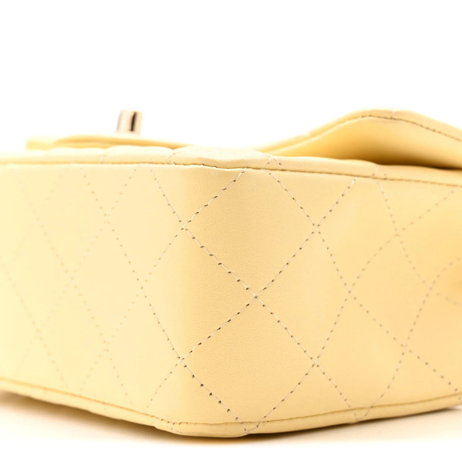 Lambskin Quilted Mini Rectangular Flap Yellow - Image 10