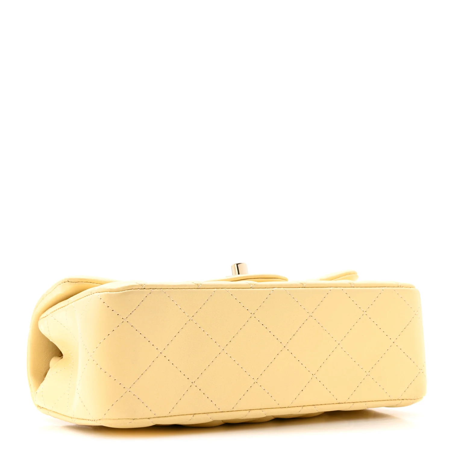 Lambskin Quilted Mini Rectangular Flap Yellow - Image 4