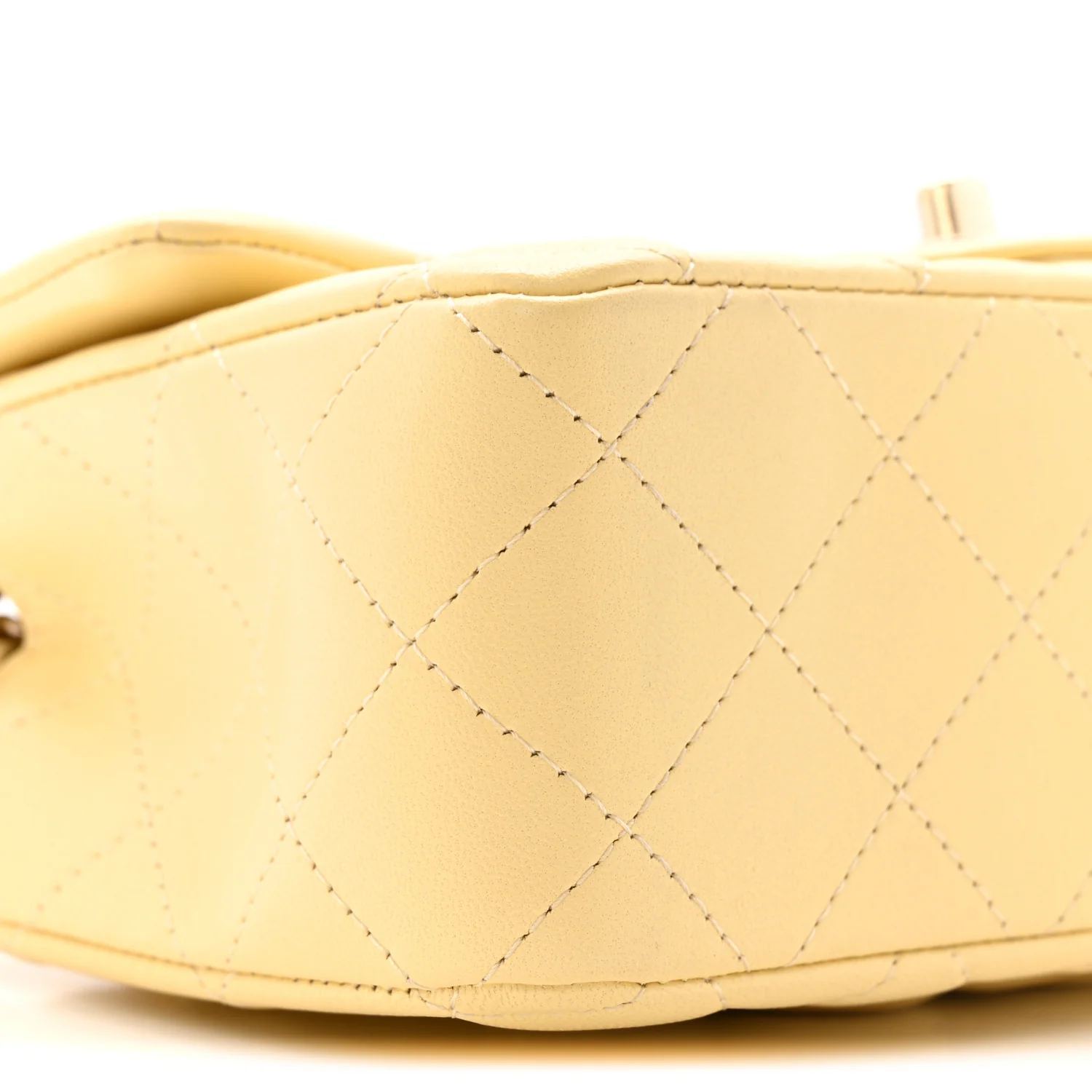 Lambskin Quilted Mini Rectangular Flap Yellow - Image 9