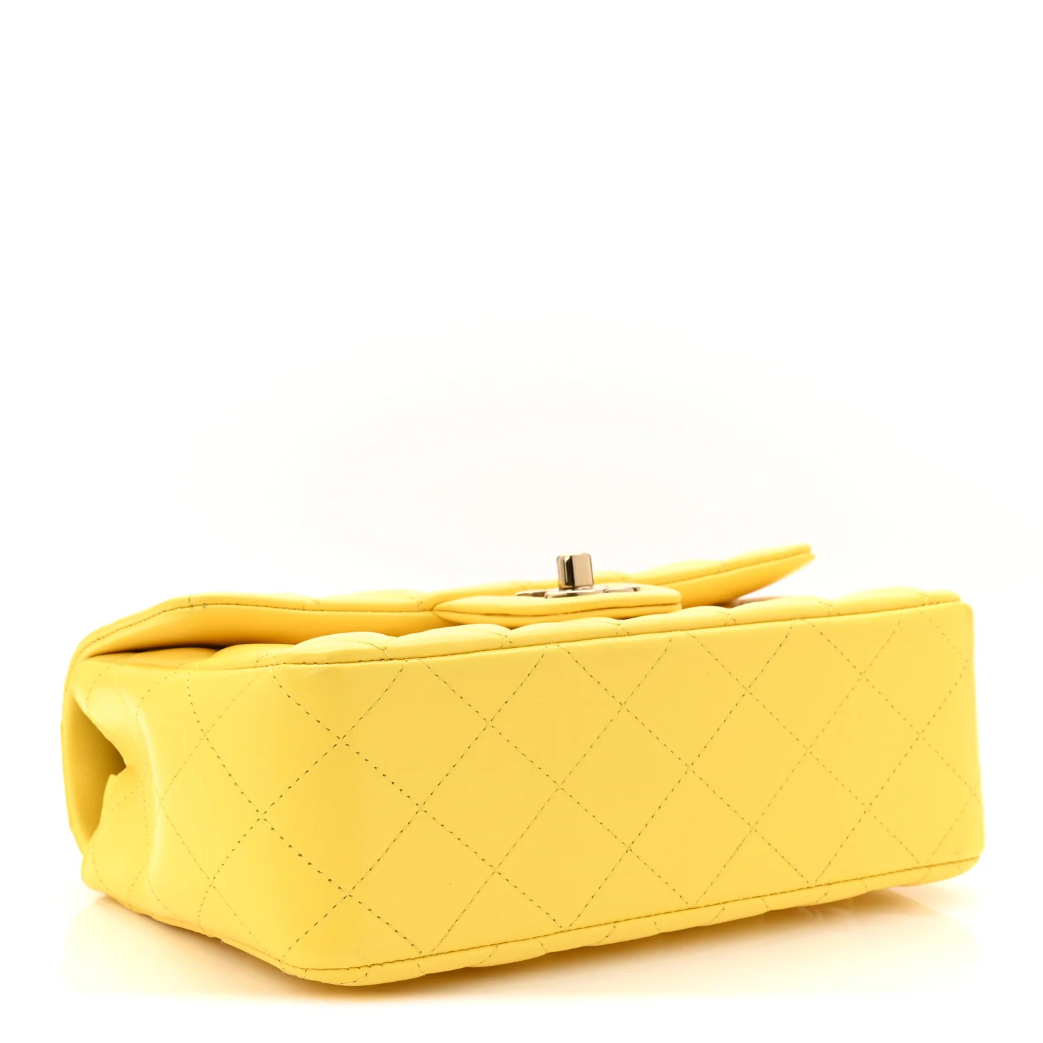 Lambskin Quilted Mini Rectangular Flap Yellow - Image 4