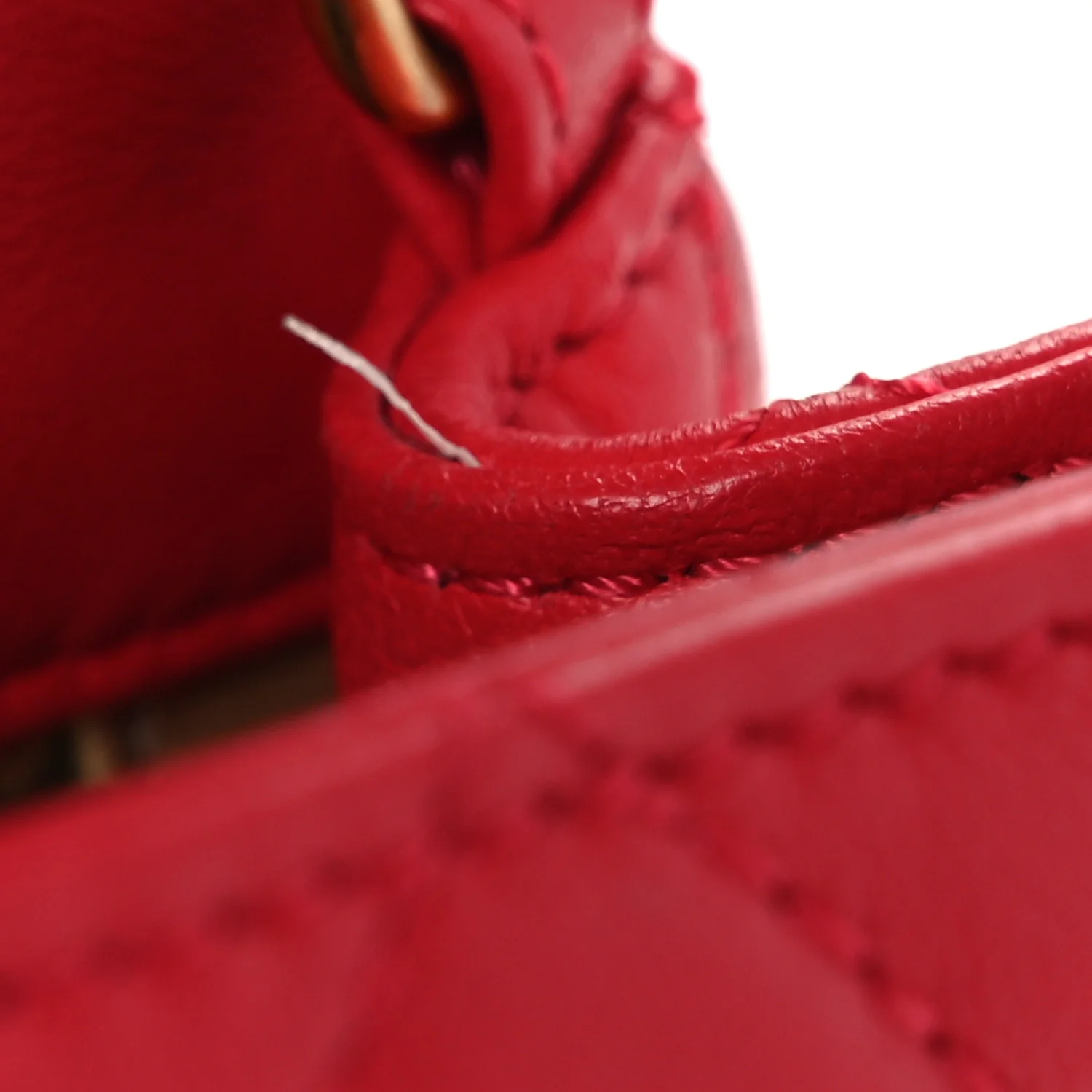 Lambskin Quilted Mini Rectangular Pearl Crush Flap Red - Image 13