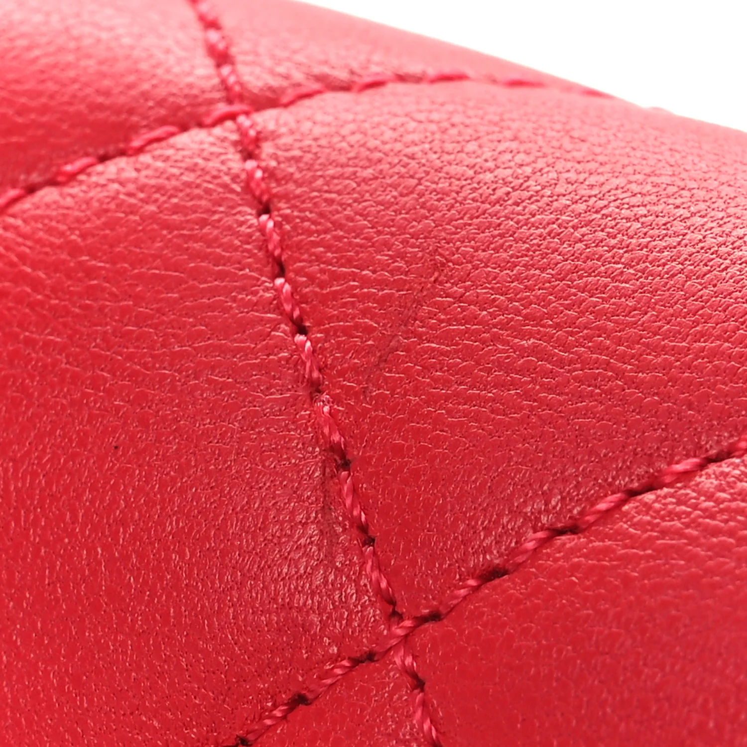Lambskin Quilted Mini Rectangular Pearl Crush Flap Red - Image 15