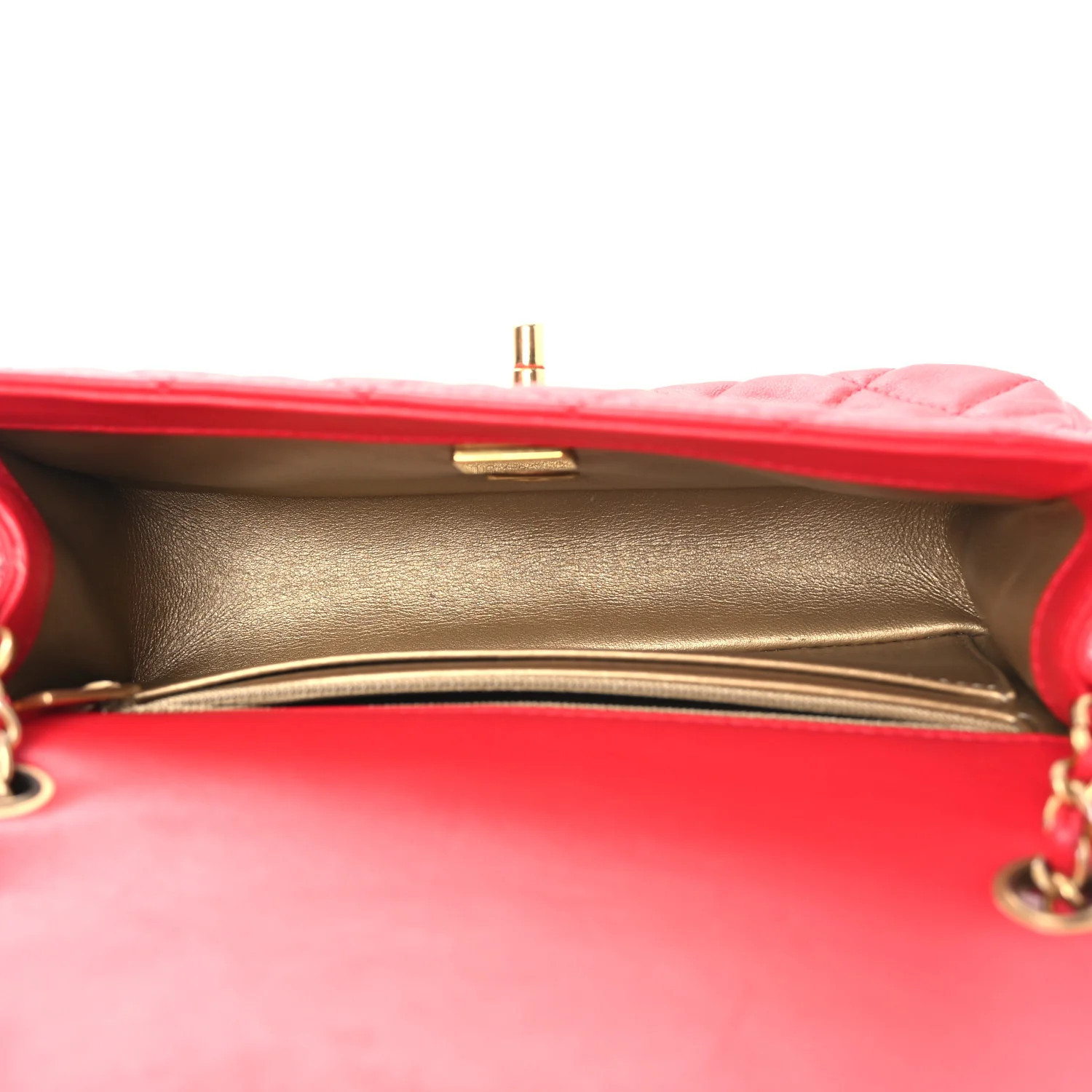 Lambskin Quilted Mini Rectangular Pearl Crush Flap Red - Image 5