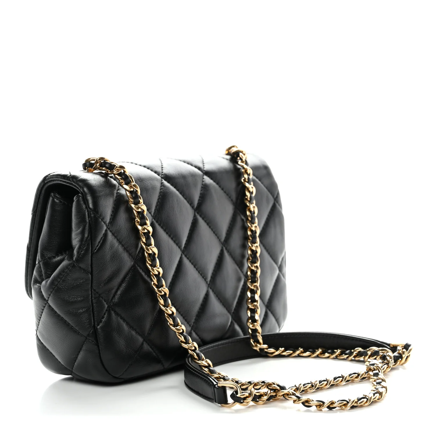 Lambskin Quilted Mini Square Flap Black - Image 3