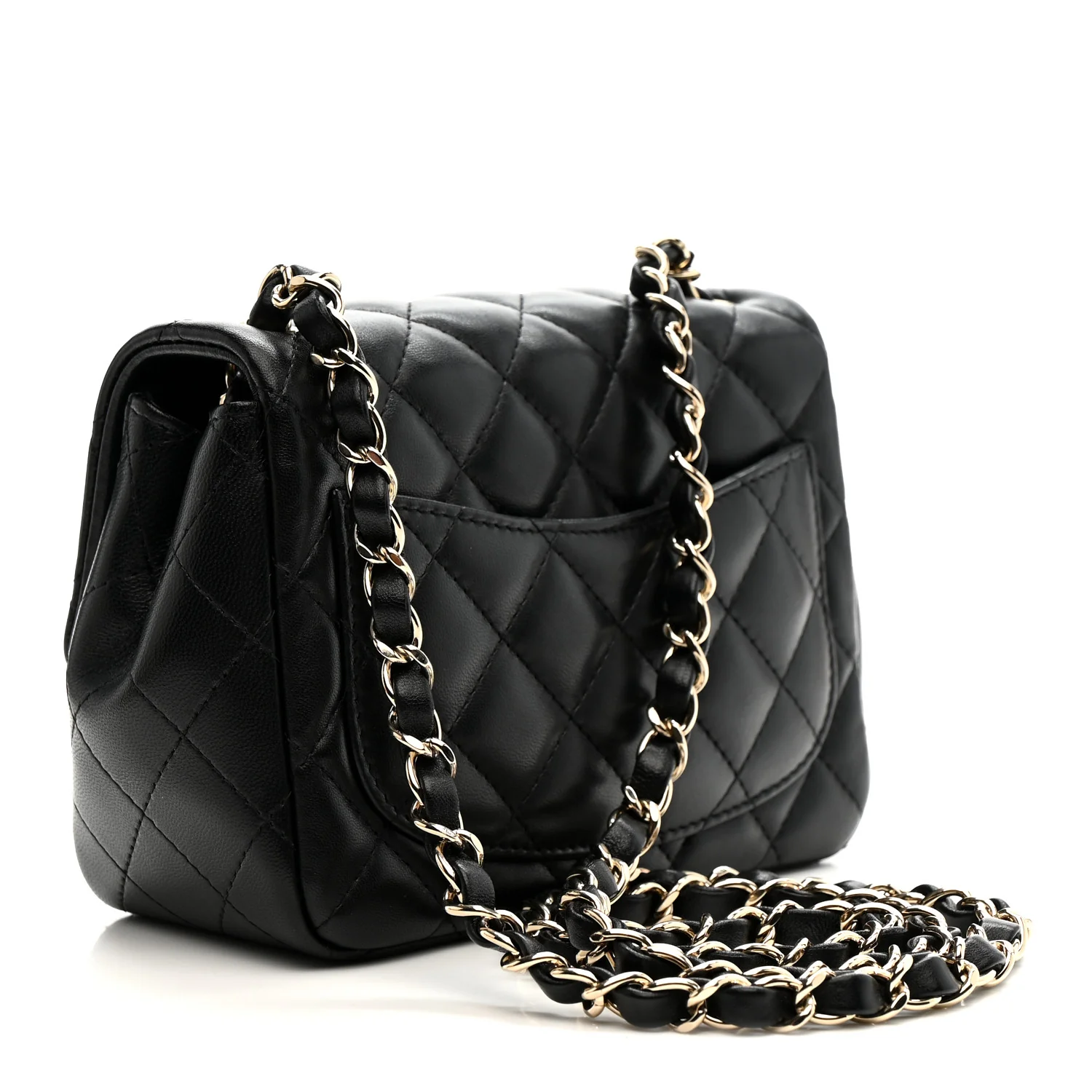 Lambskin Quilted Mini Square Flap Black - Image 4